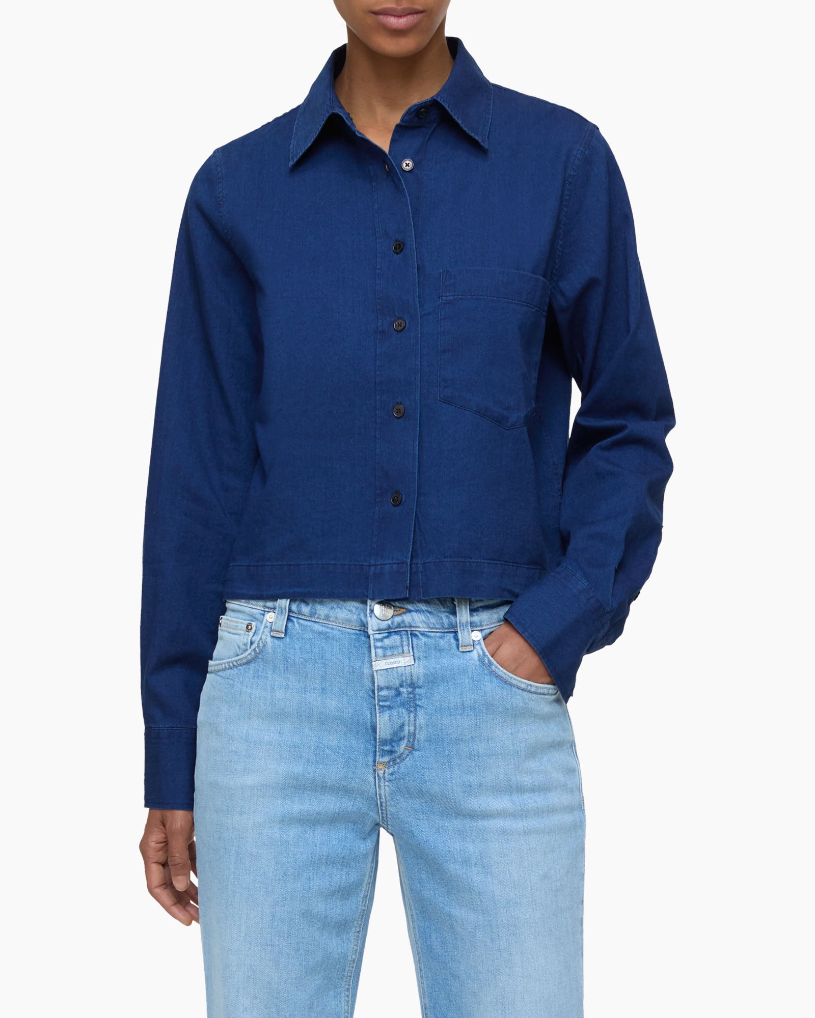 Blouse Cropped Classic Donker Blauw