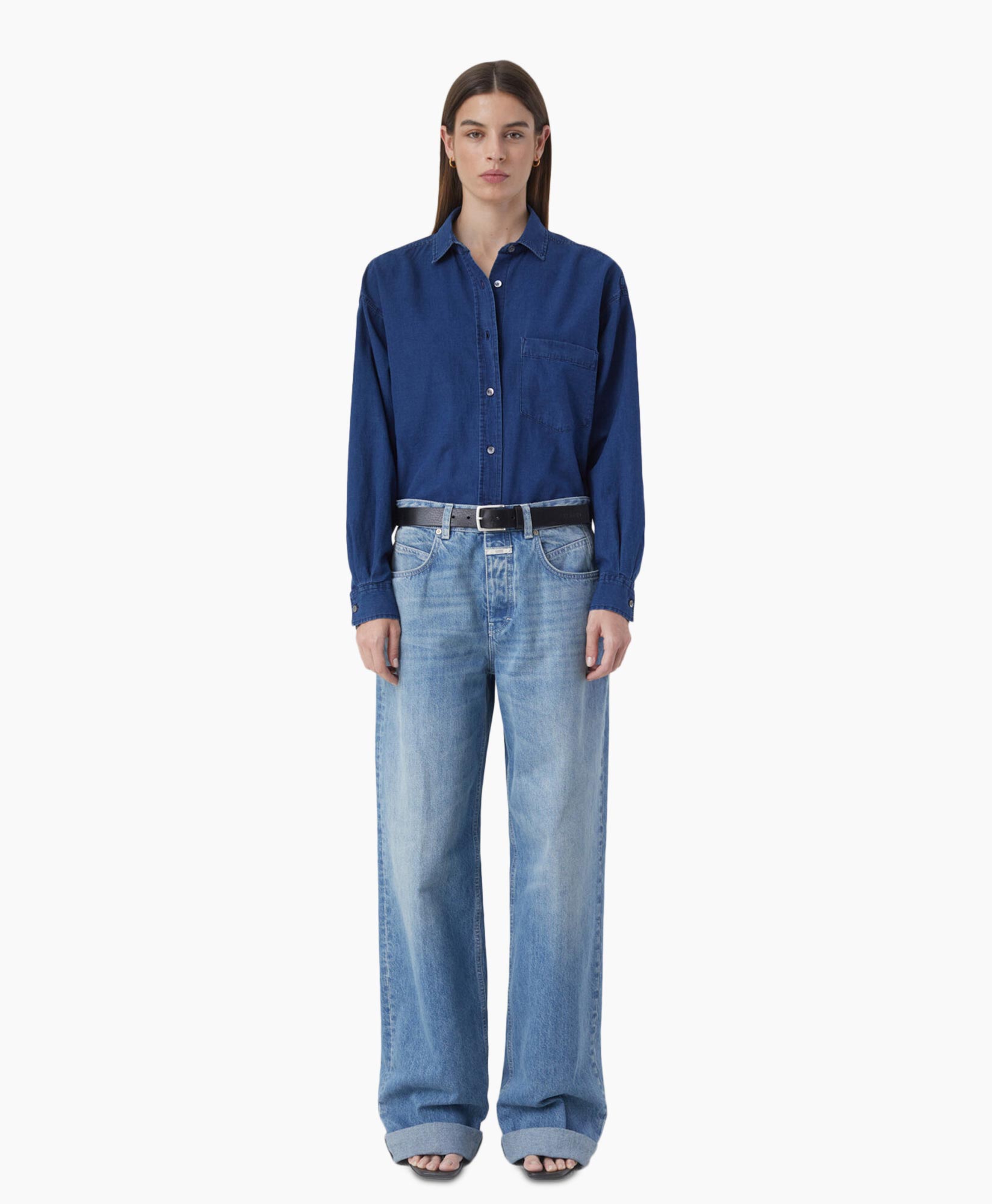Closed Blouse Basic Shirt Blauw
