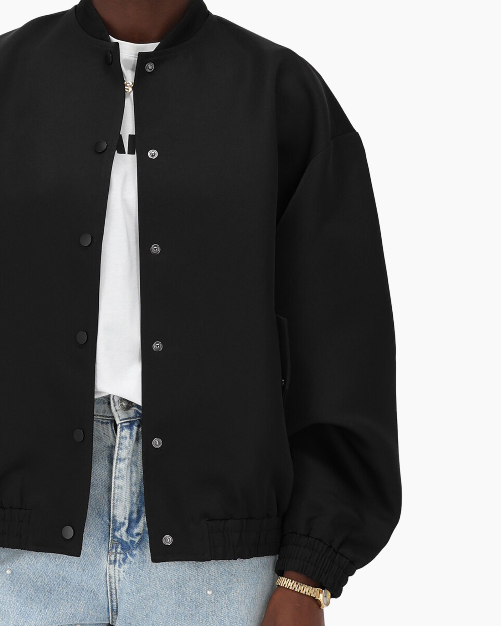 Jack Satin Bomber Jacket Zwart