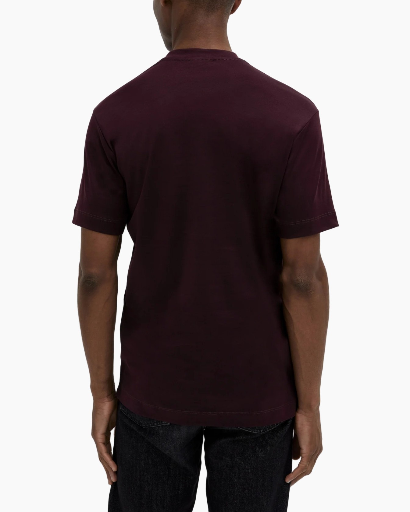 t-shirt, korte mouwen, kraagloze / ronde hals, marroon  / bordeaux, effen, heren