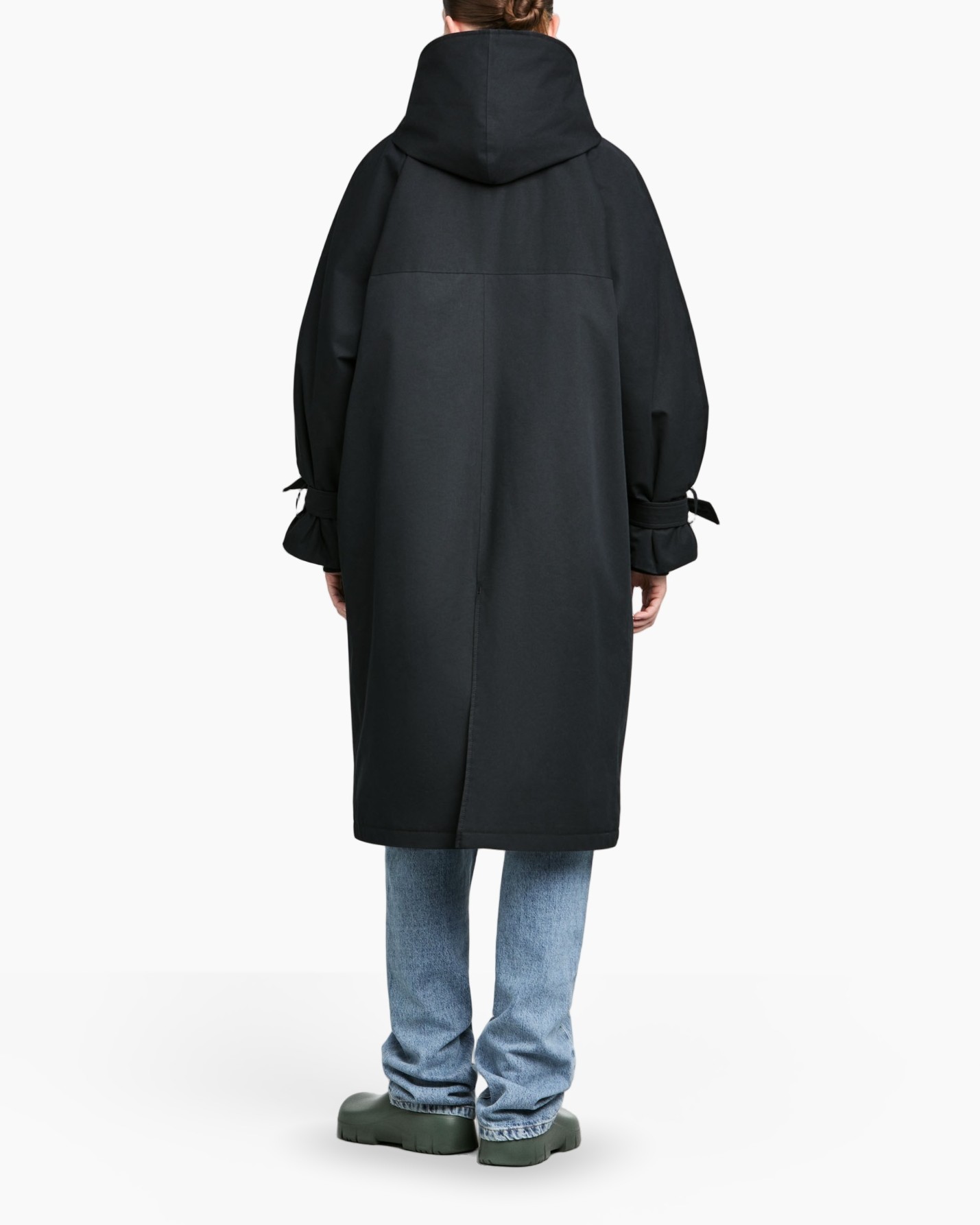 regenjas, lange jas, hoes, hoed, zwarte