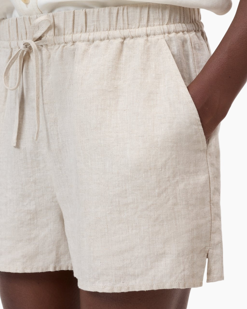 shorts, linen, drawstring, beige, pocket