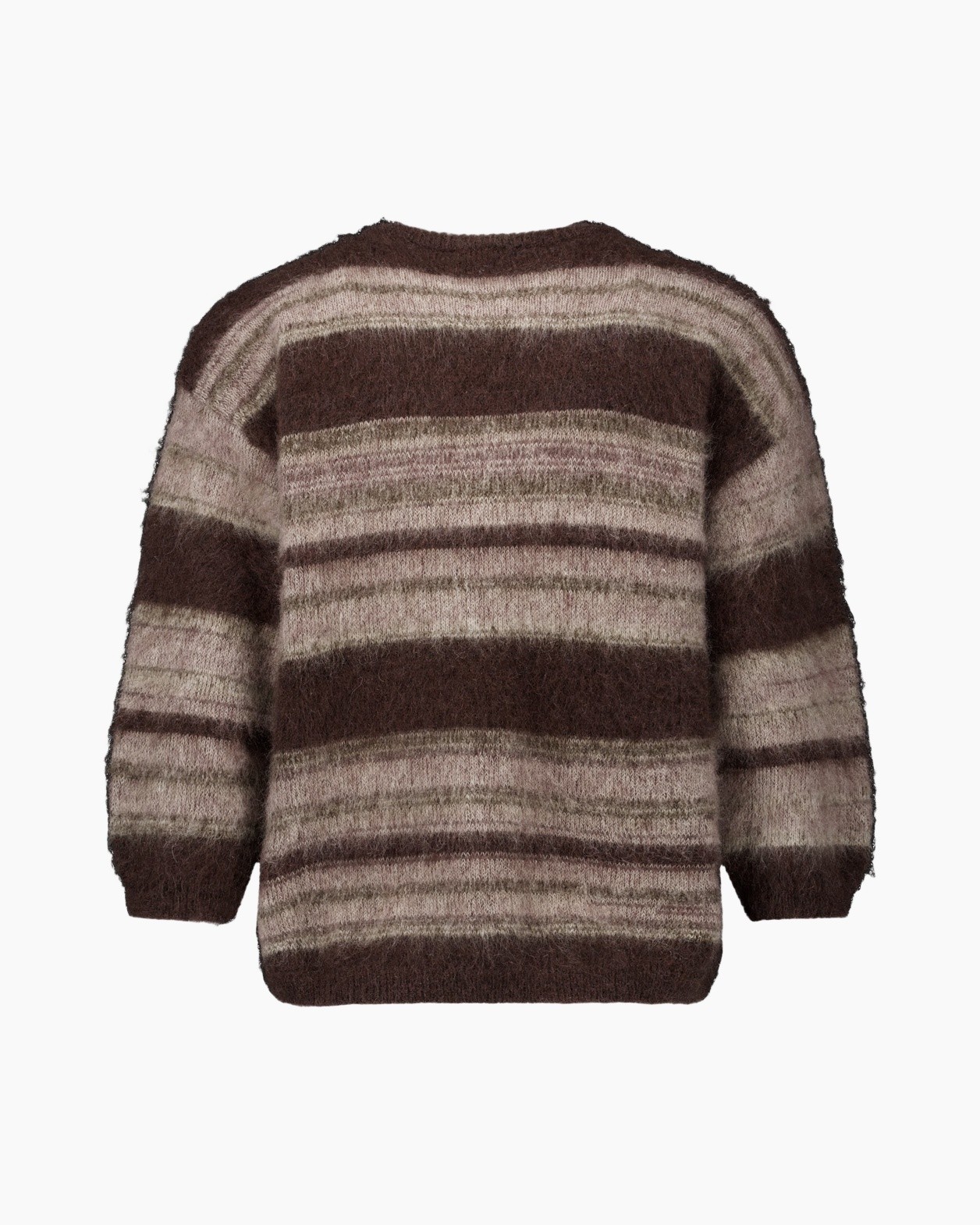 trui, gestreept, bruin, viltig/vachtig, pullover