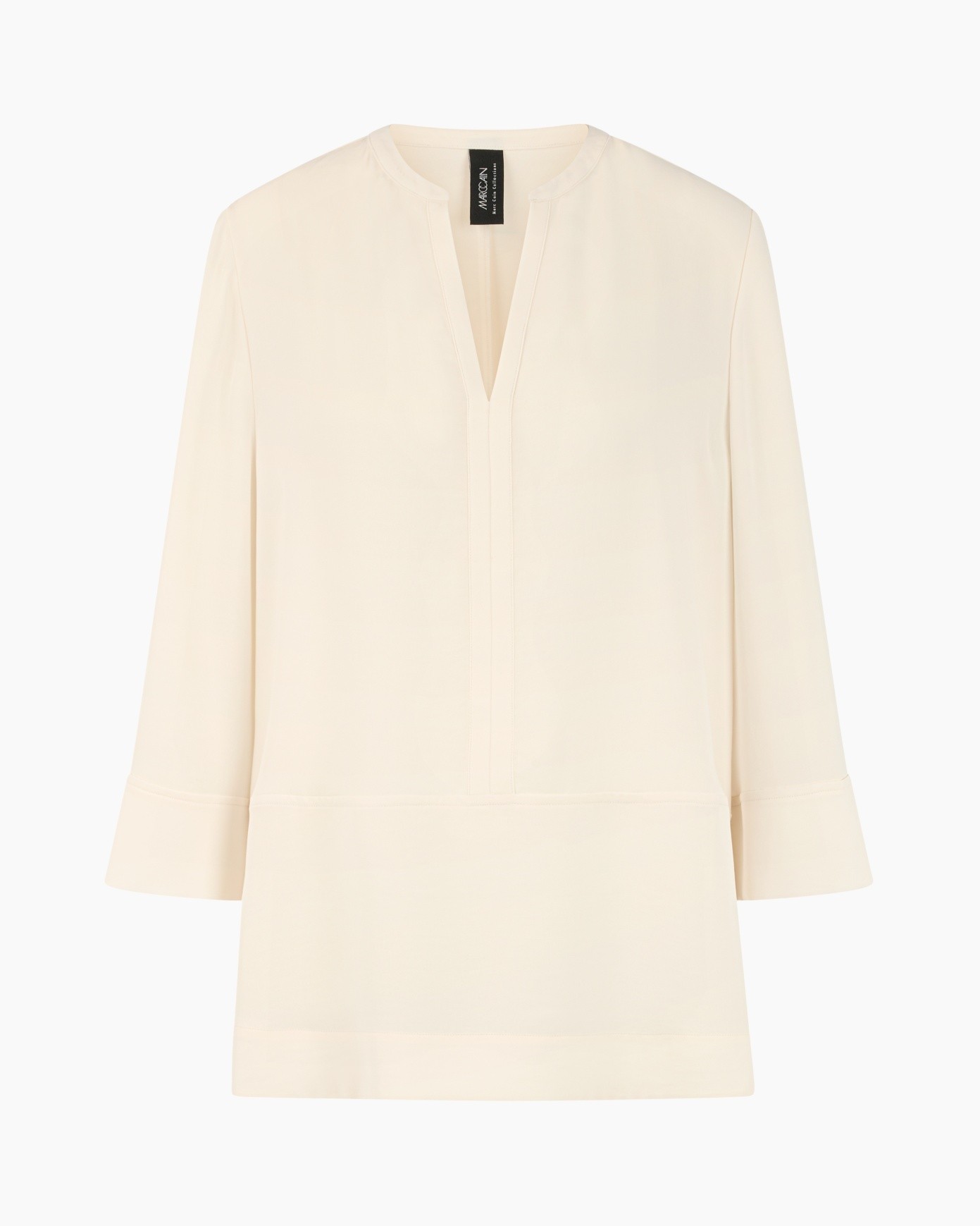 blouse, lange mouwen, crème, v-nek, lossere pasvorm