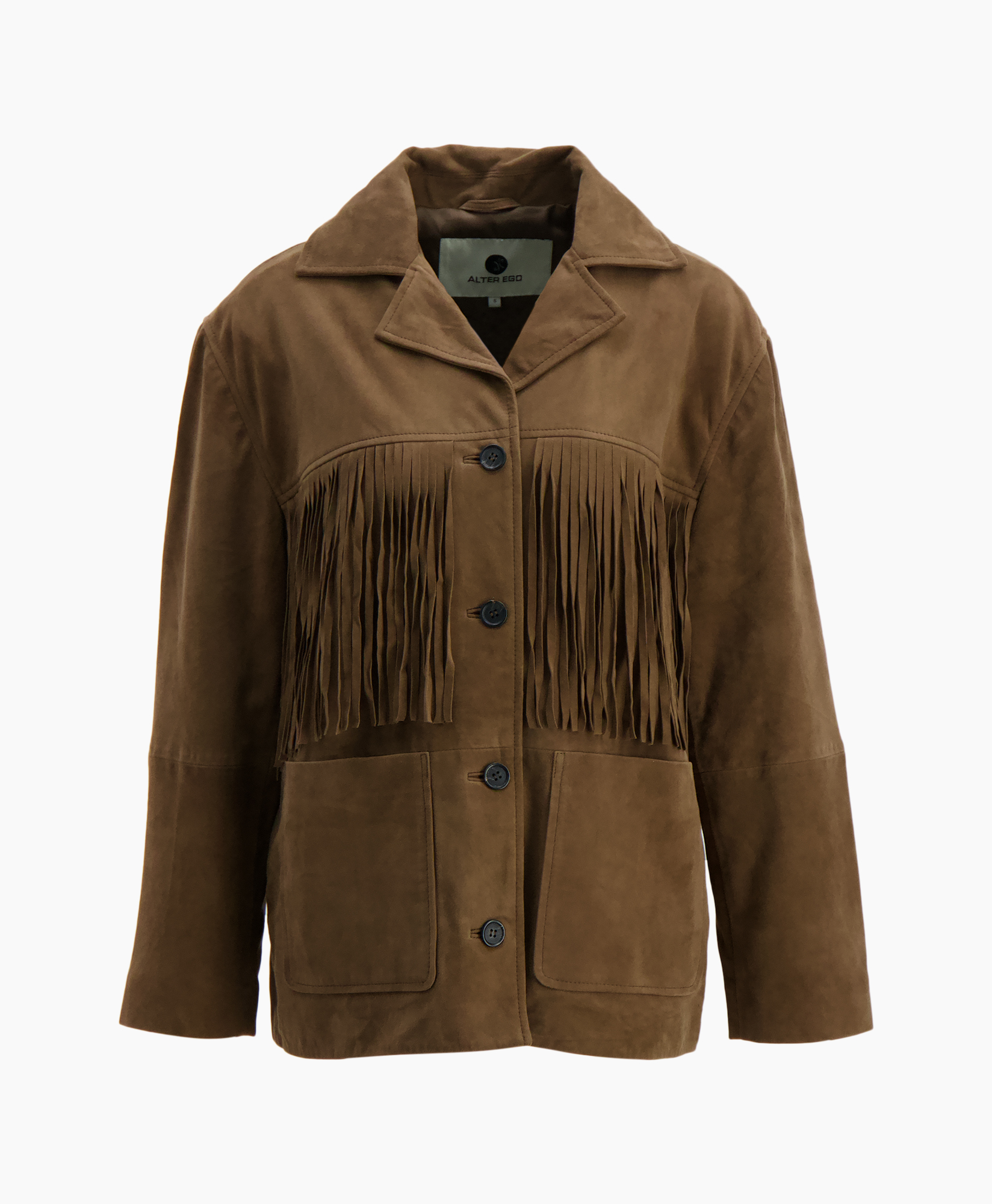 fringe, fringed, suede, brown, jacket