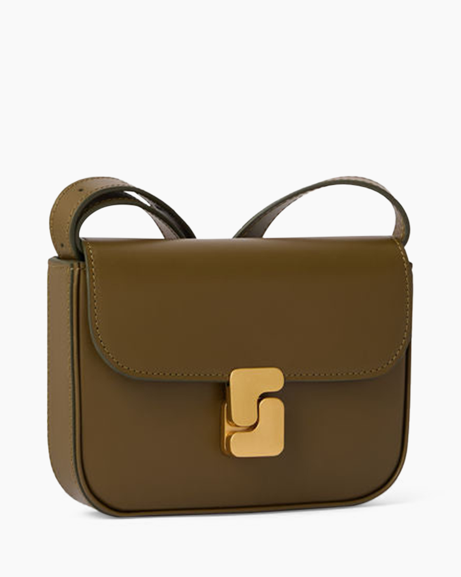 crossbody, bag, brown, leather, gold-tone closure