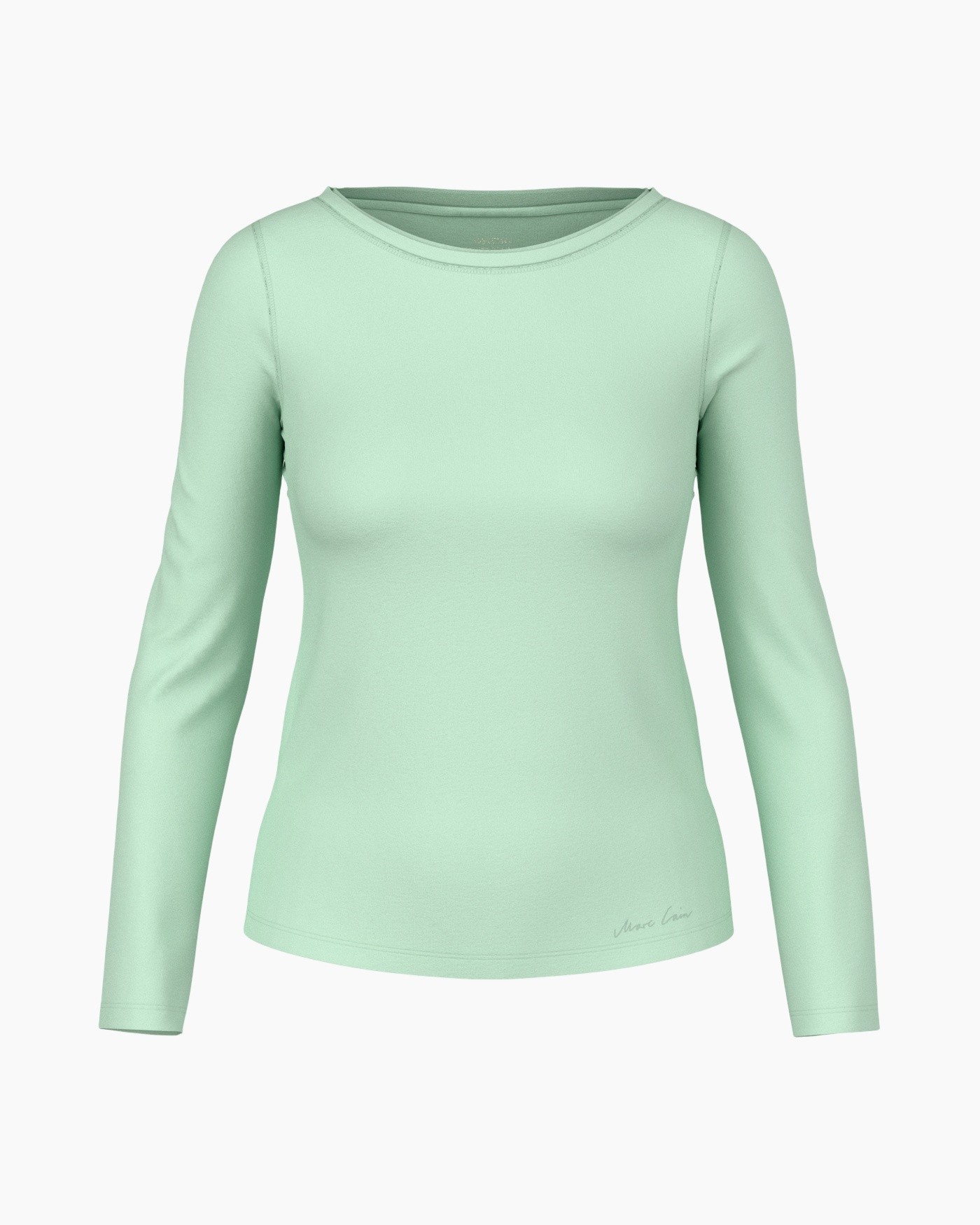 lange mouw, mintgroen, effen, rond hals, top