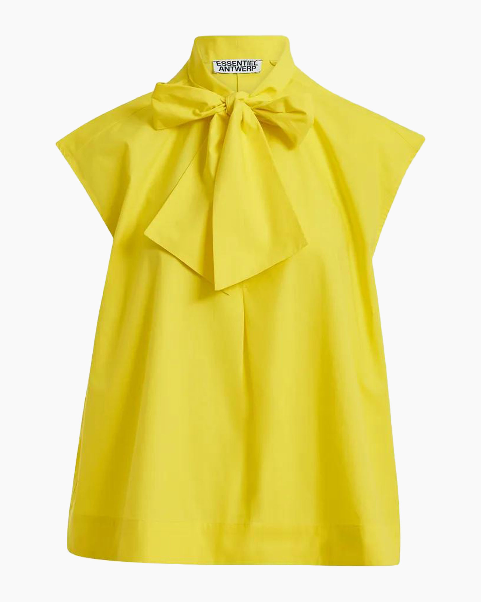 top, blouse, bow, sleeveless, yellow