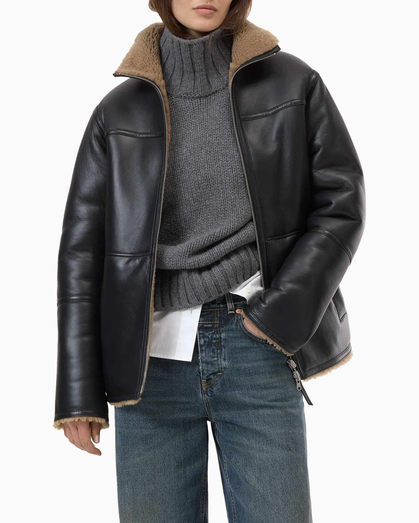 Jack Shearling Zwart