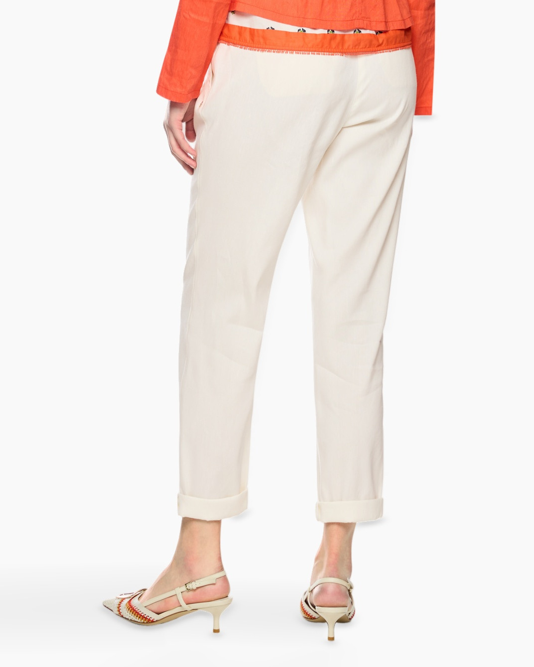 broek, crème, omgeslagen randen, casual, slacks