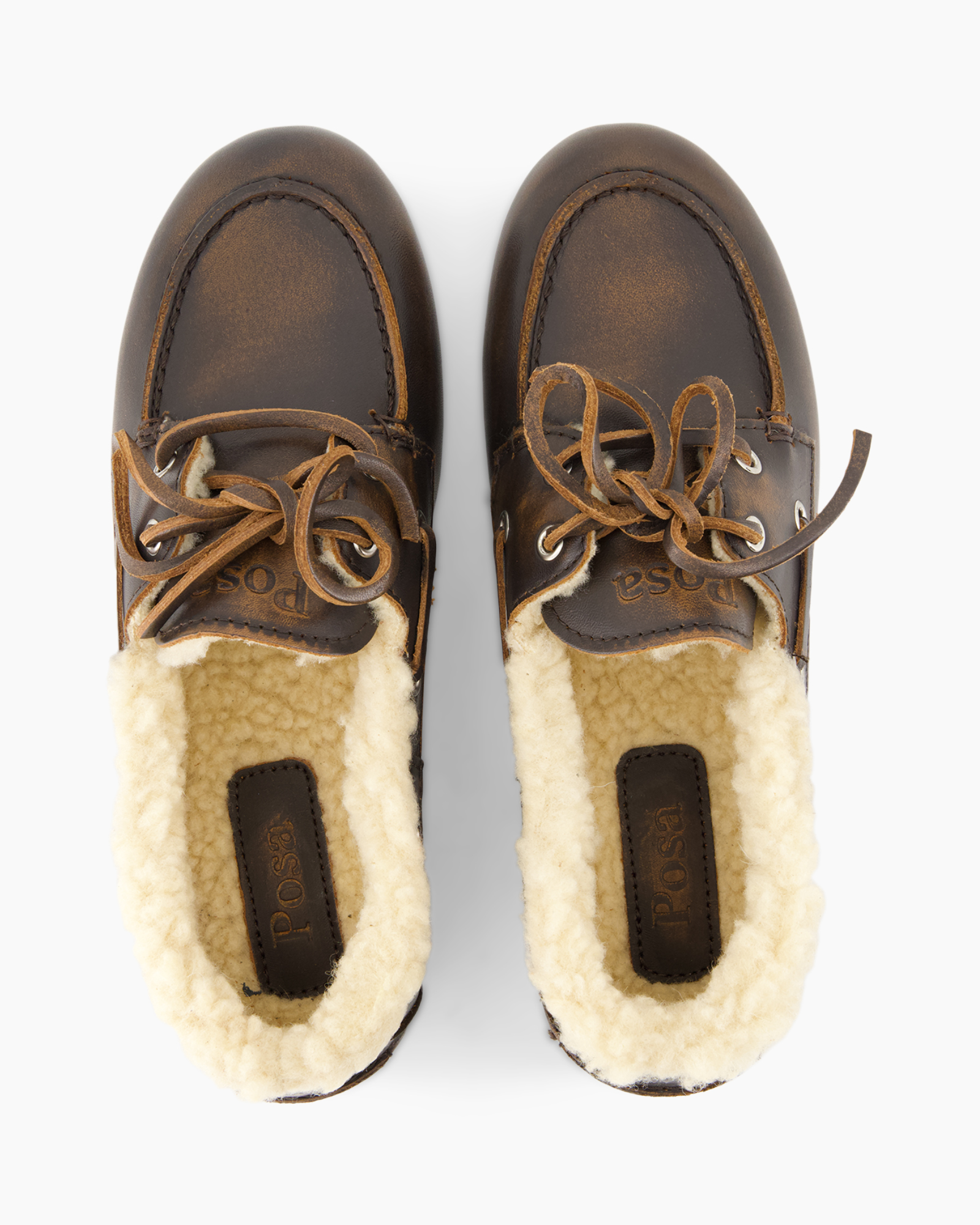 laarzen, leer, bruin, veters, fleece-voering