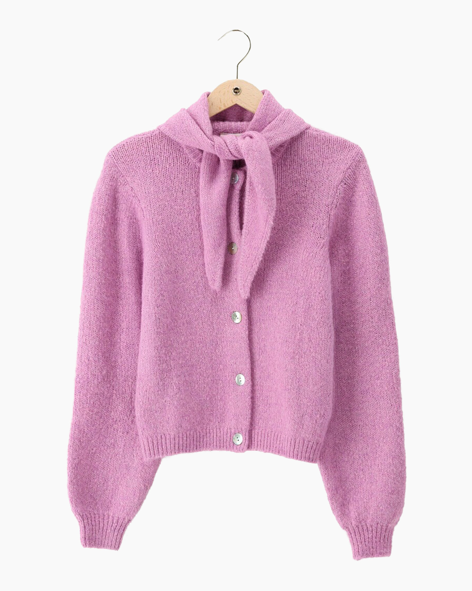 vestiaire?, knit?, roze?, trui?, knopen?
