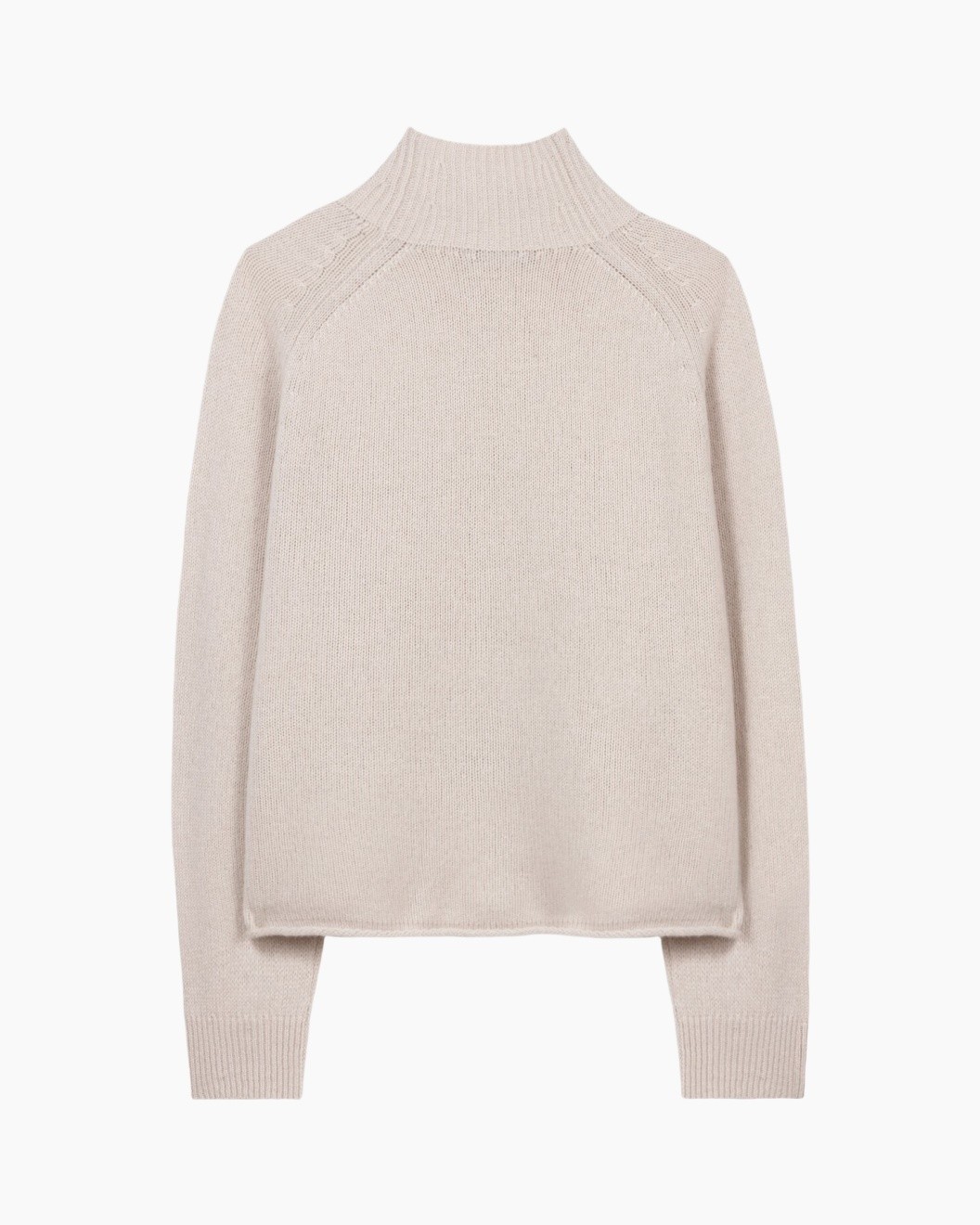 gebreide trui, turtle hals, beige, lange mouwen, rond hals