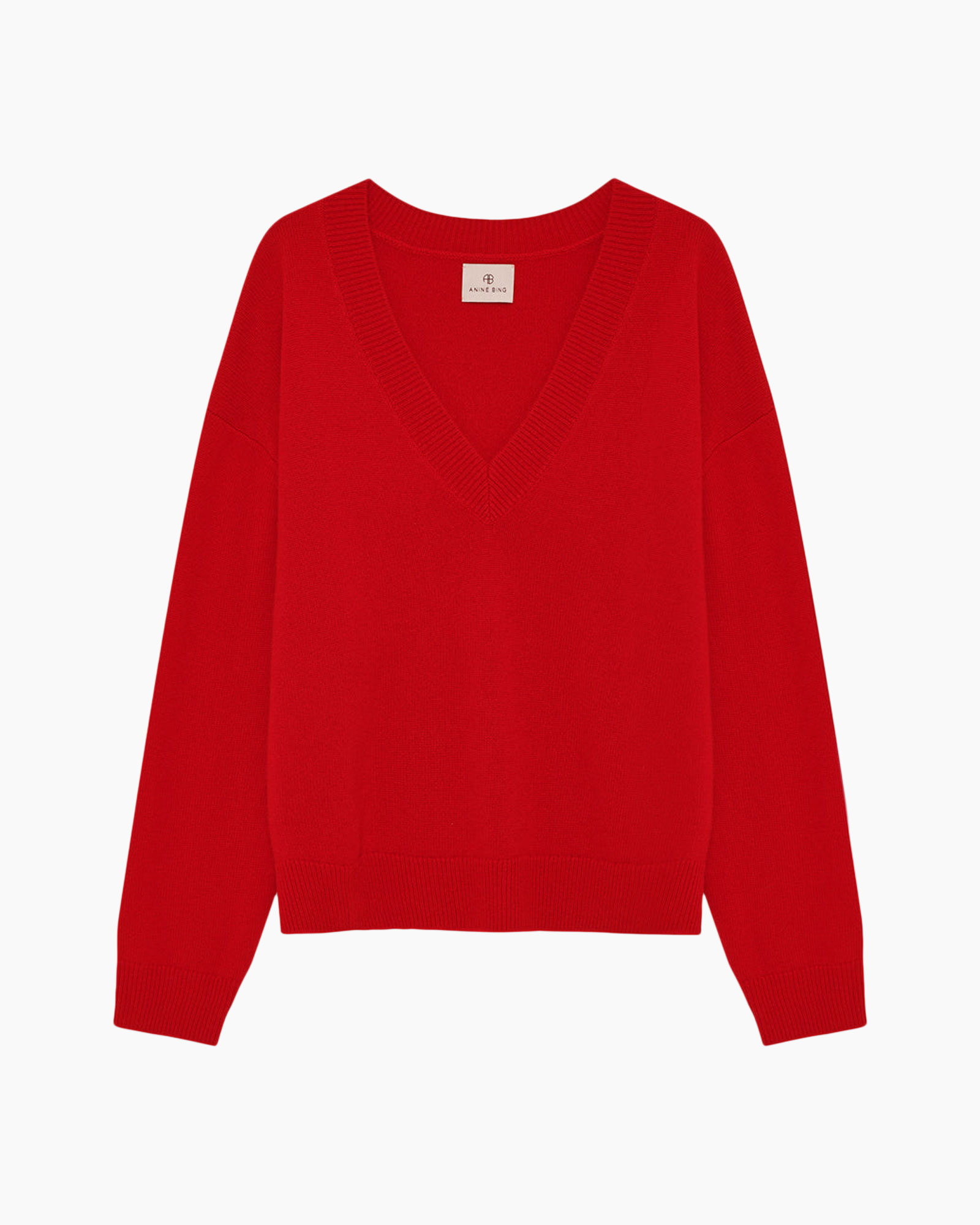 trui, kleur rood, V-hals, breiwerk, pullover