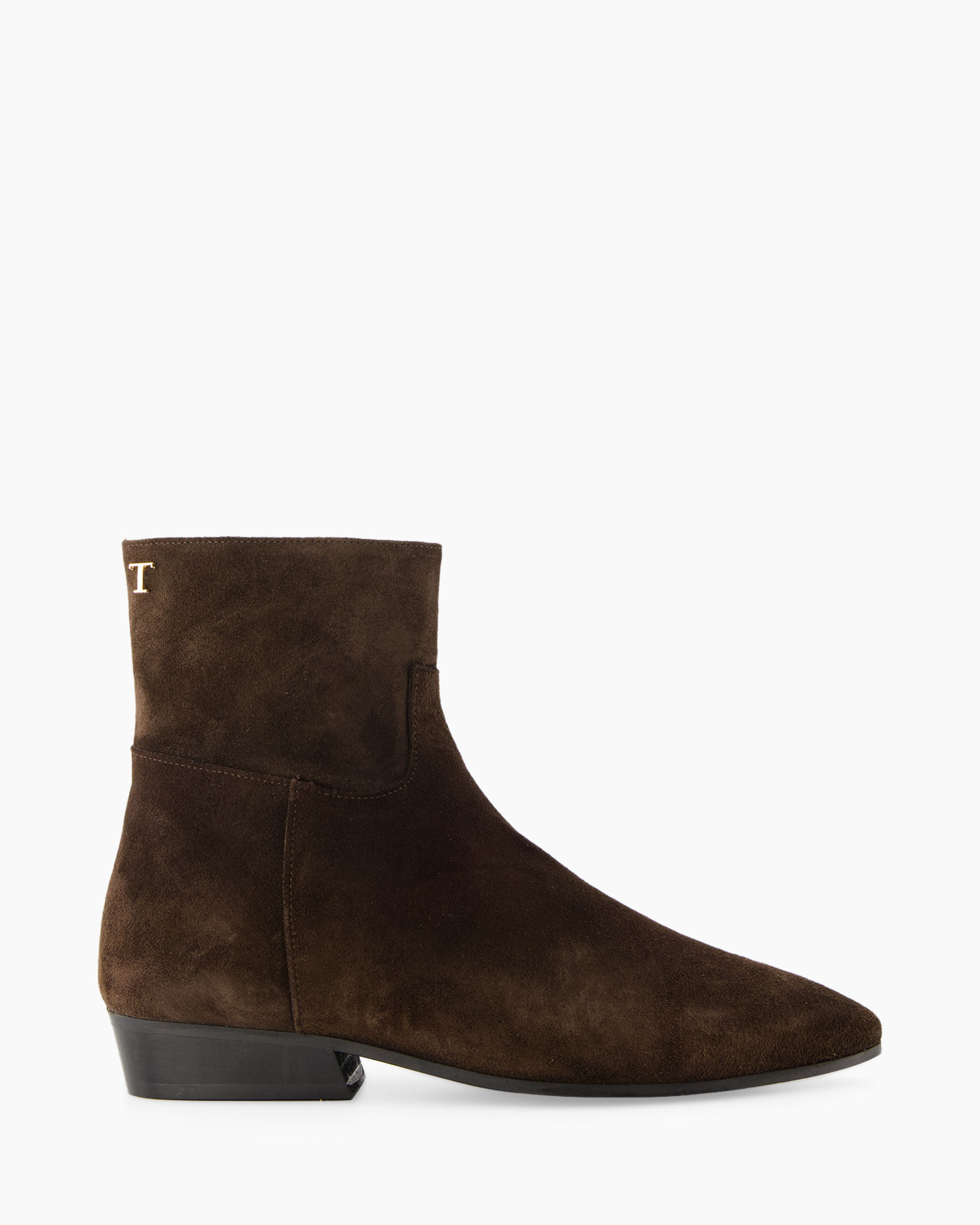 laarzen, enkellaarzen, bruin, suede, lage hak