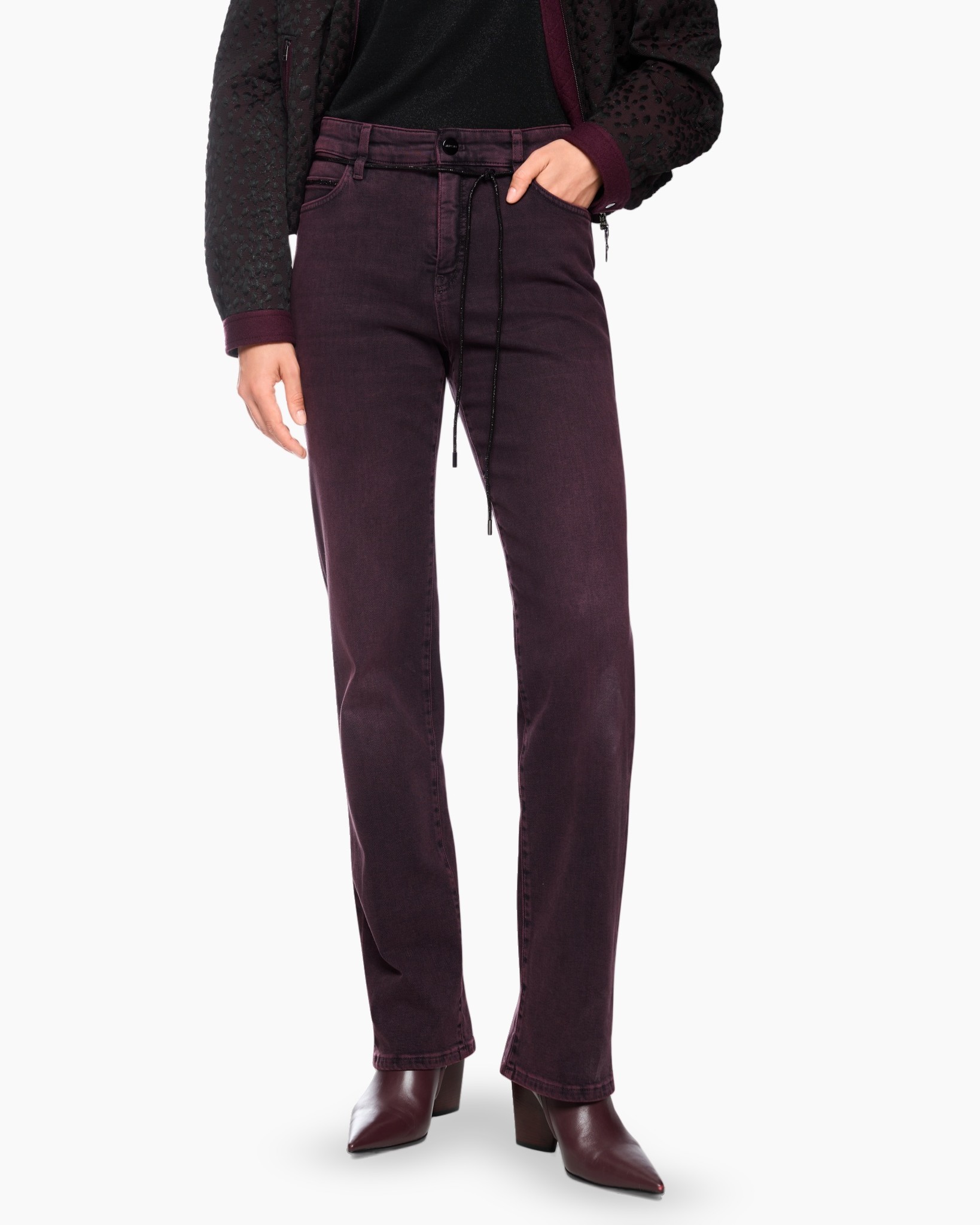 katoenen corduroy?, burgundy, trekkoord, hoog taille, boots compatibel