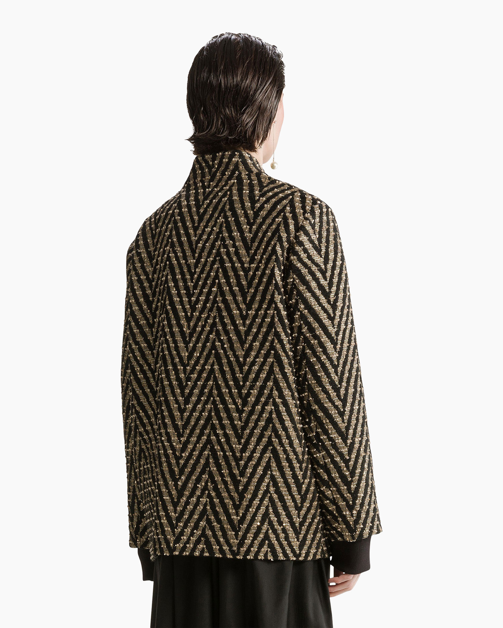 blazer, patroon in zigzag, sequin, goud, lange mouw