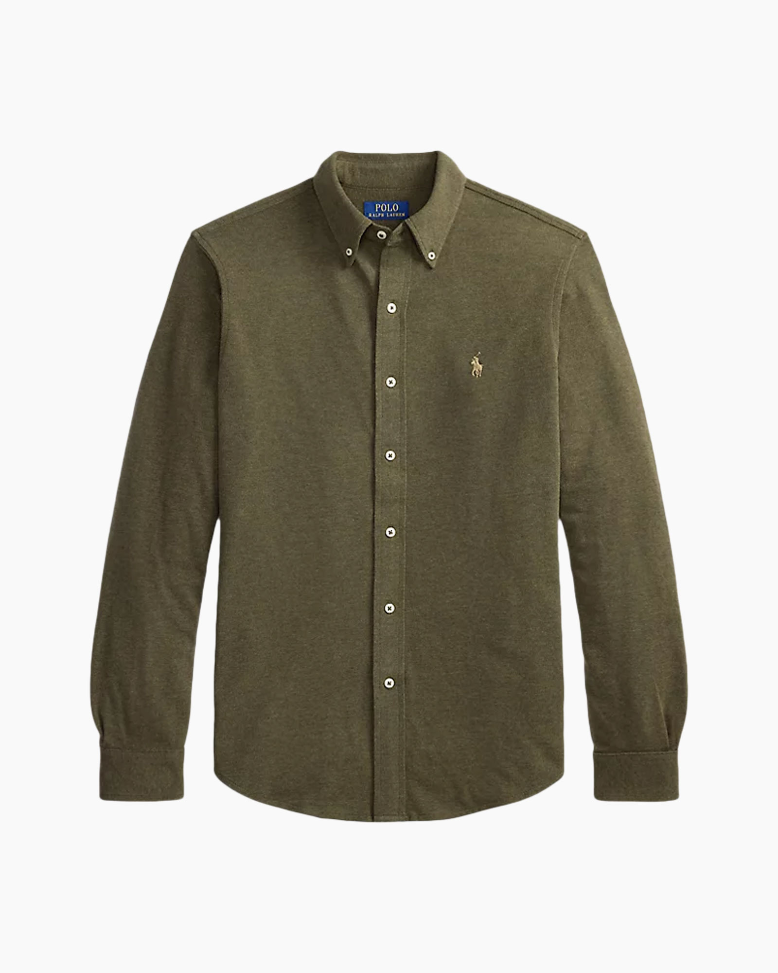 hemd, knopsluiting, olijf, langerom, polo-ralph-lauren-logo