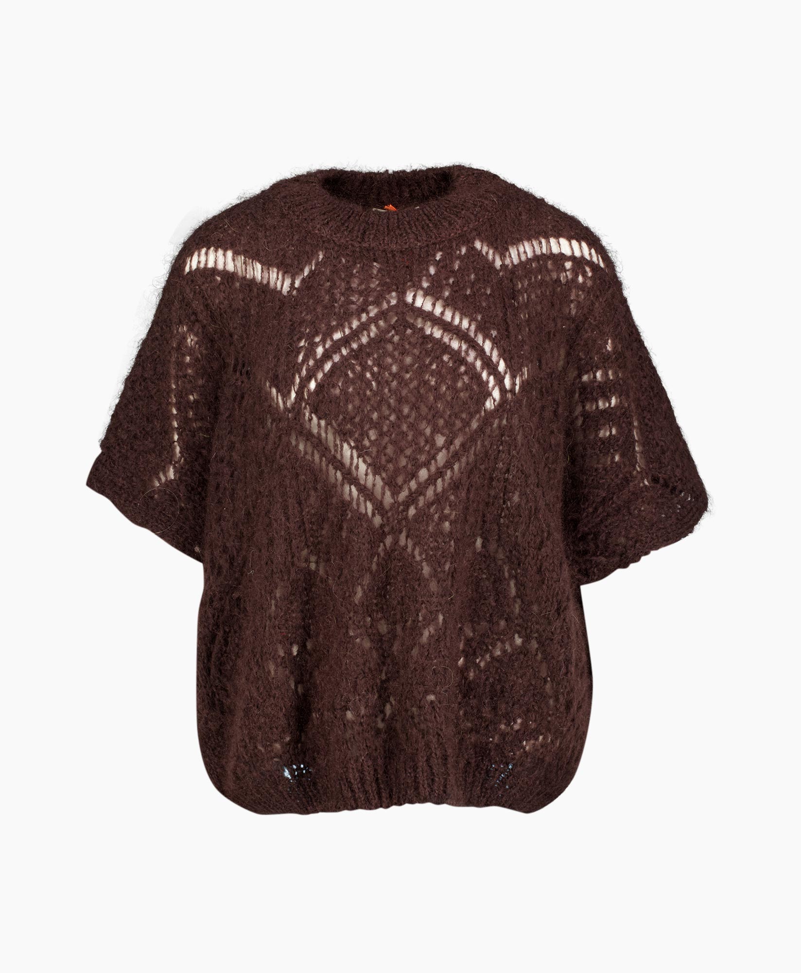 trui, kantige brei, bruin, korte mouw, overSize
