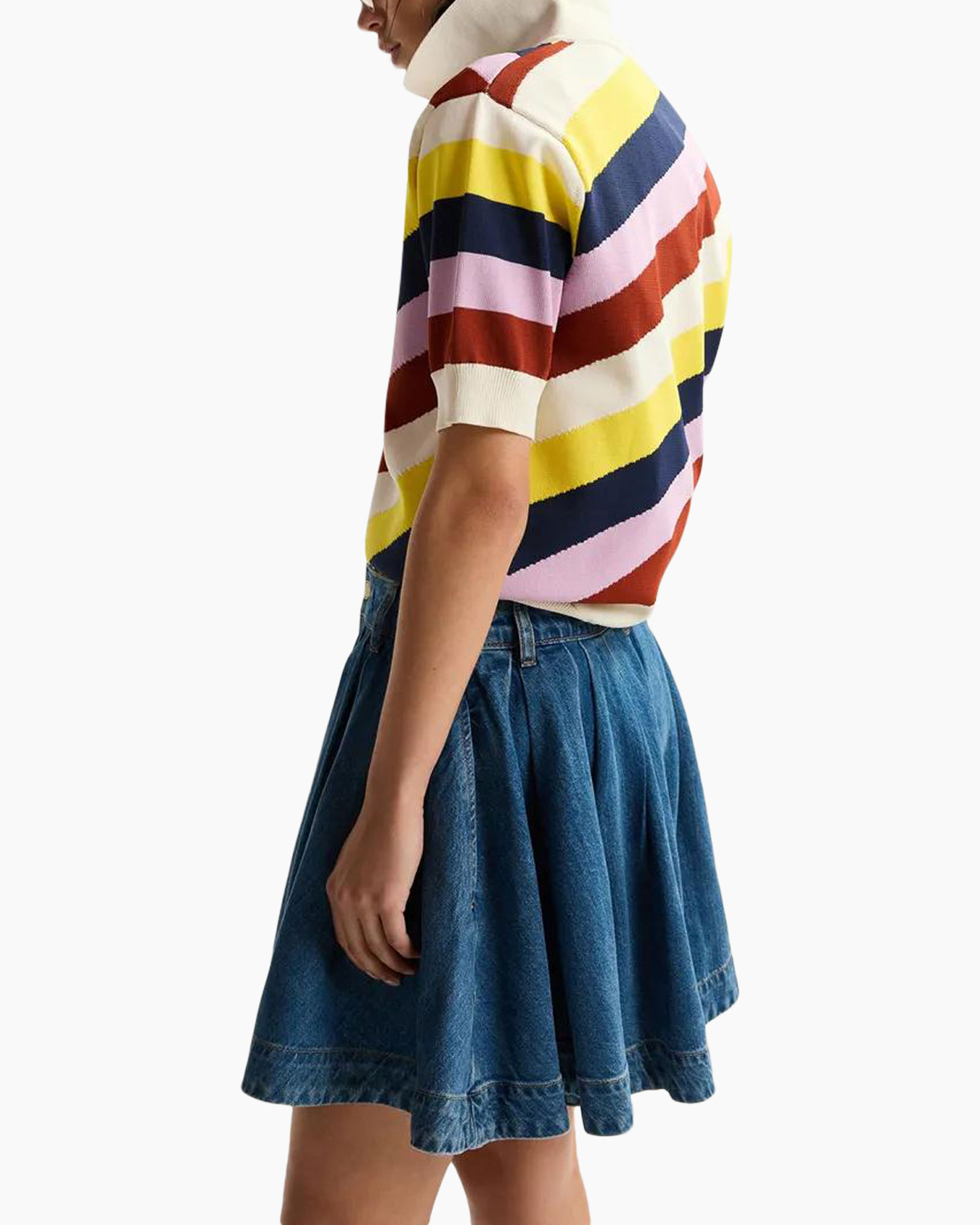 strepen, poloshirt, korte mouwen, veelkleurig, kraag