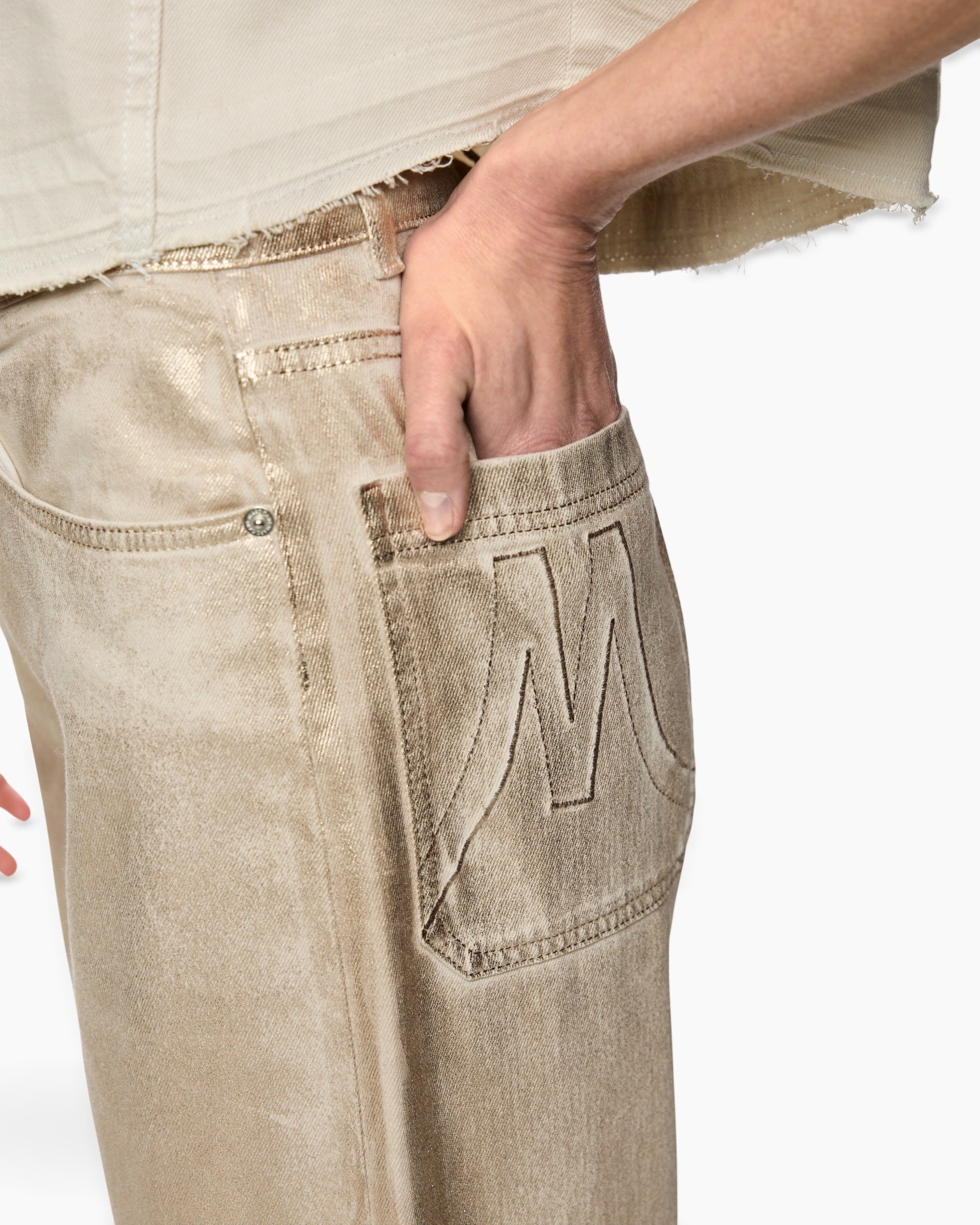 broeken, jeans, achterzak, beige, denim