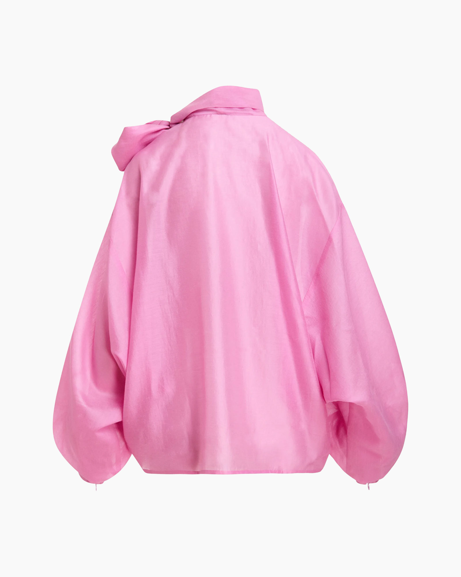 roze, jas, windbreaker, pofmouwen, kraag