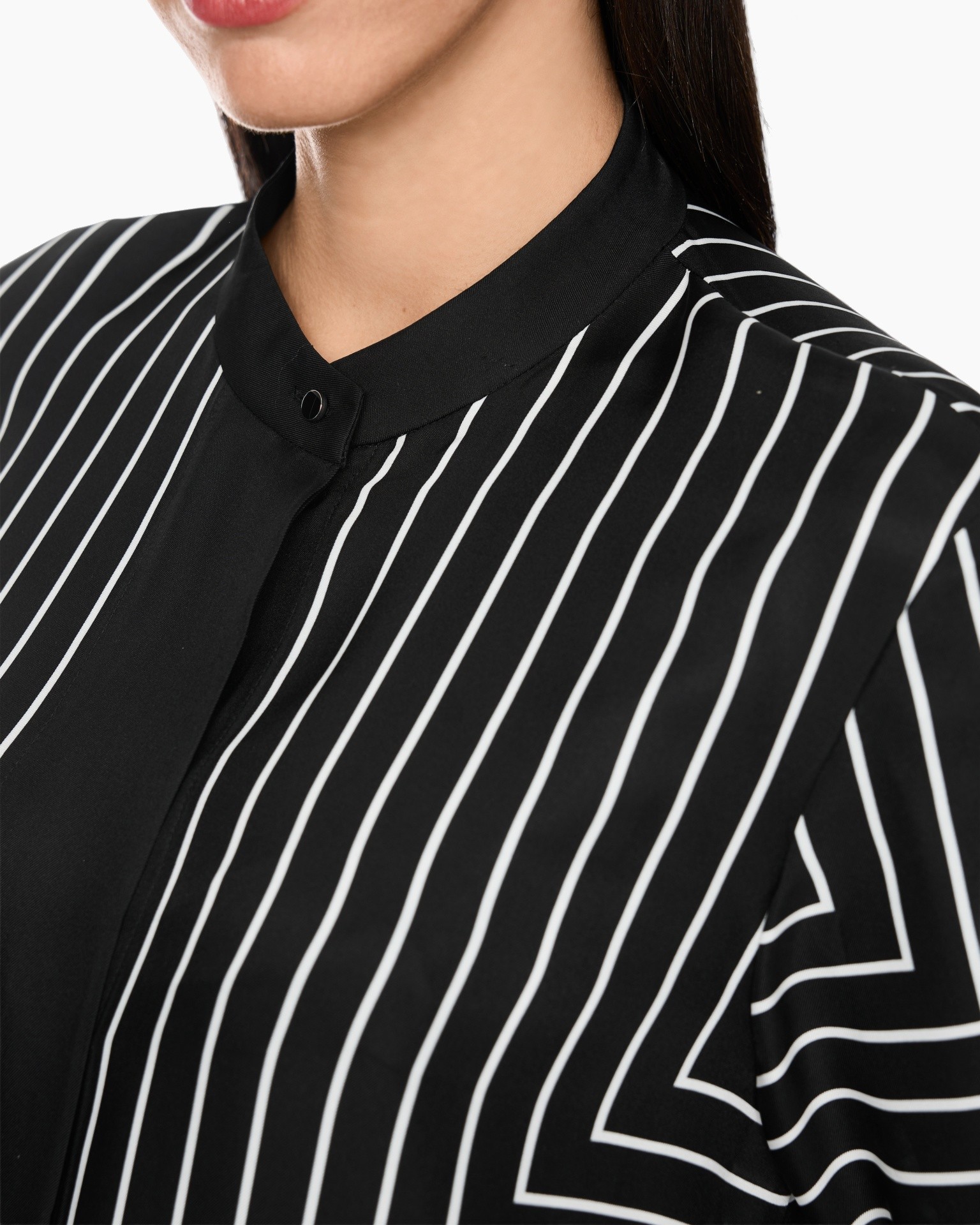blouse, strepen, zwart, kraag, knopen