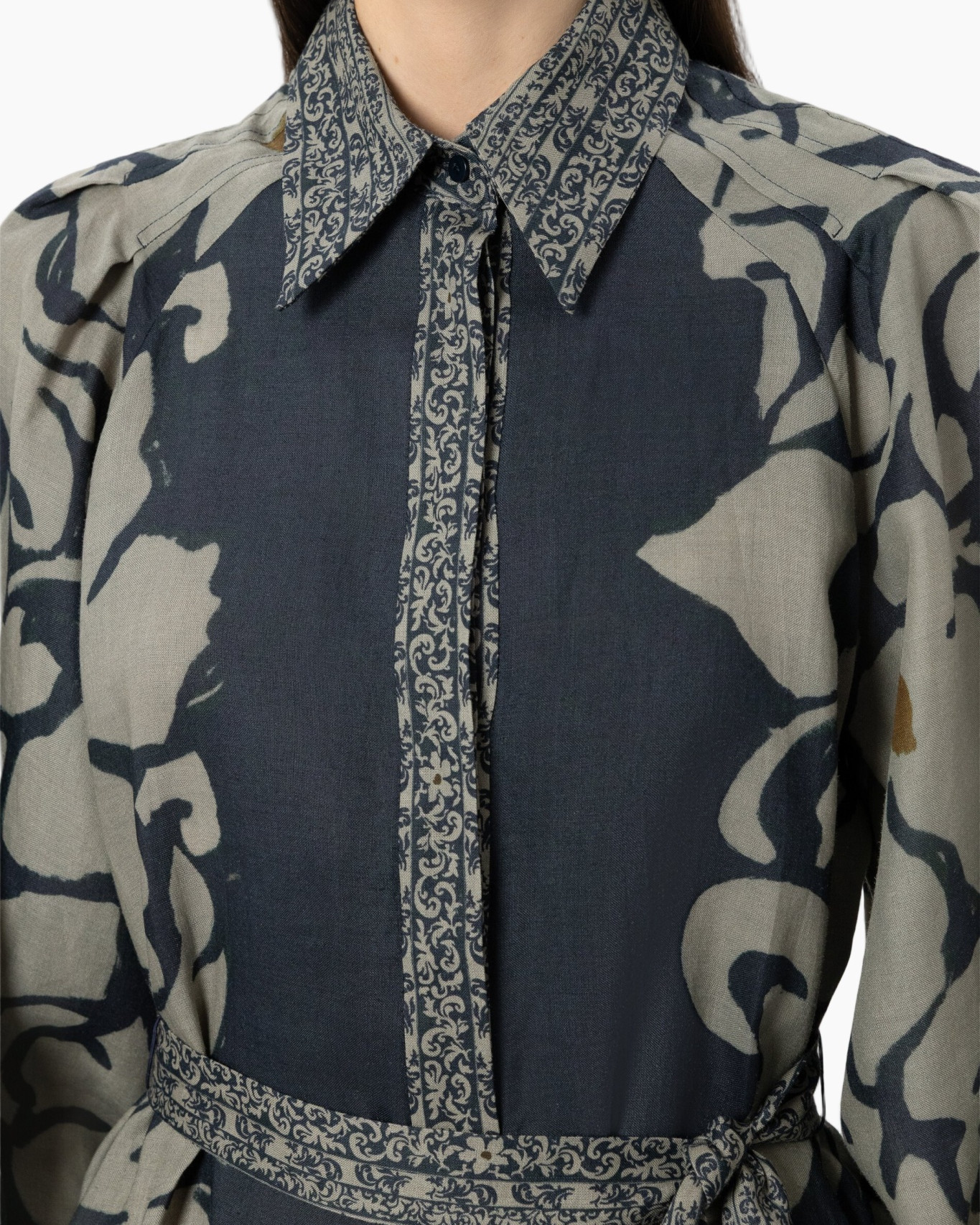 dress, blouse, longsleeve, collar, patterned