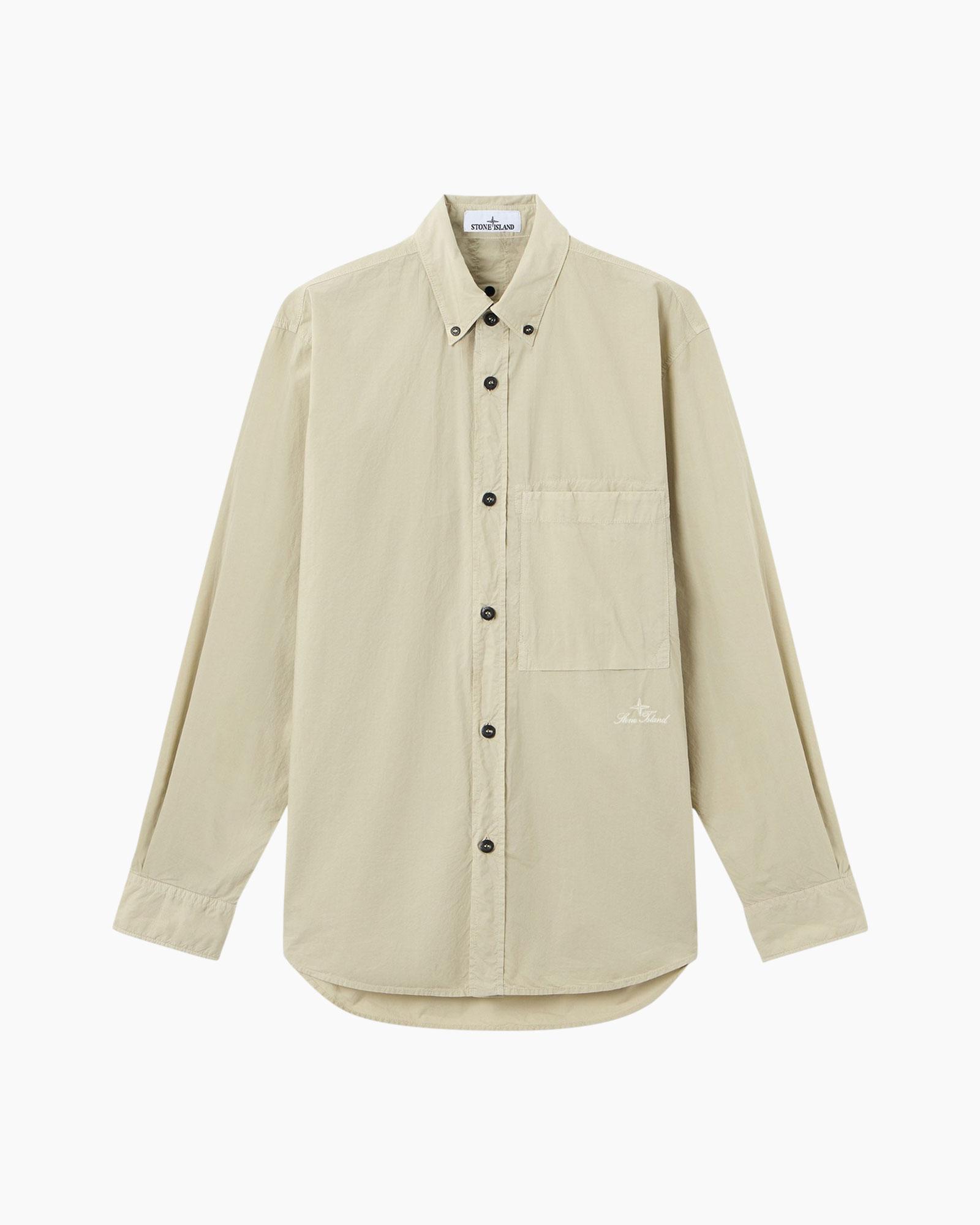 hemd, knopsluiting, lange mouwen, zak, beige