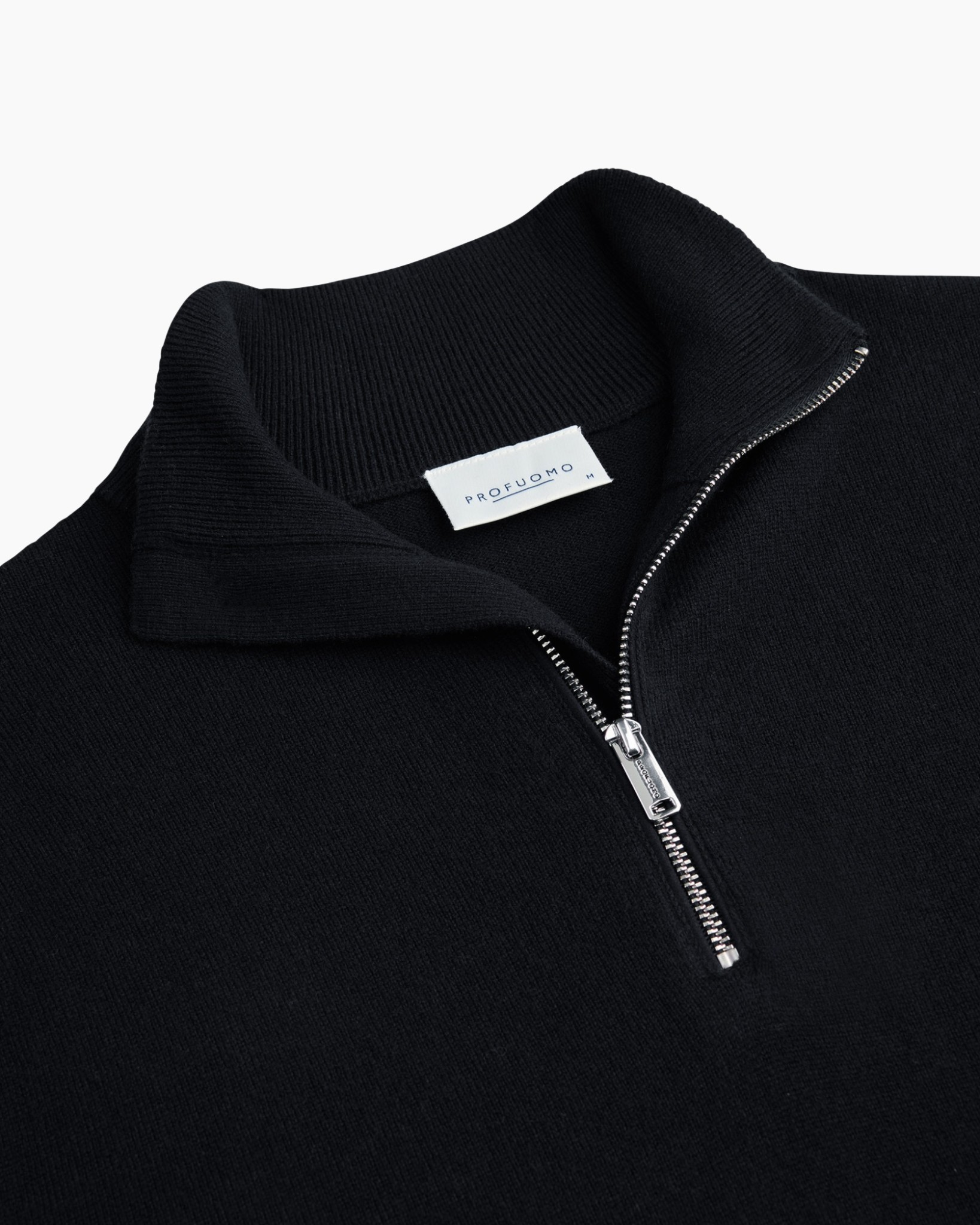 pullover, sweater, halverzip, zwart, breip