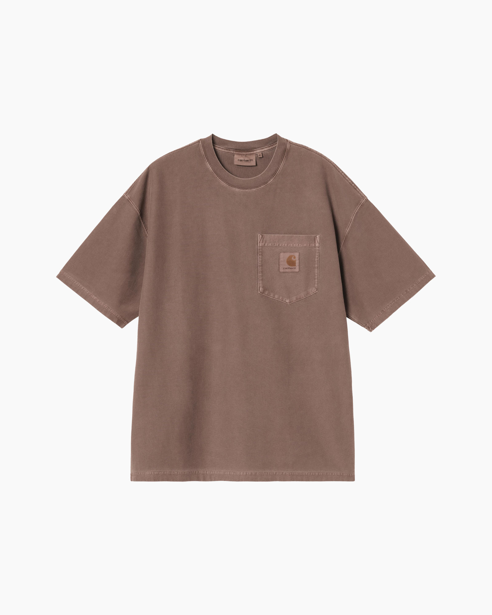 t-shirt, korte mouwen, zak, effen, bruin