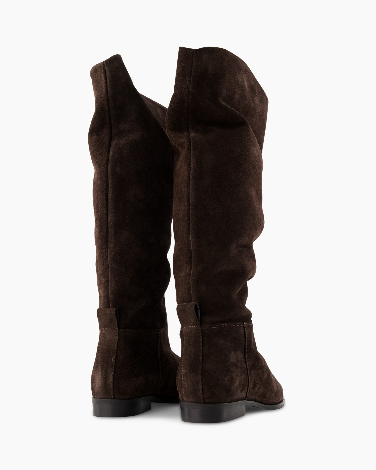 laarzen tot over de knie, bruin, suede, knee-high, platte hak