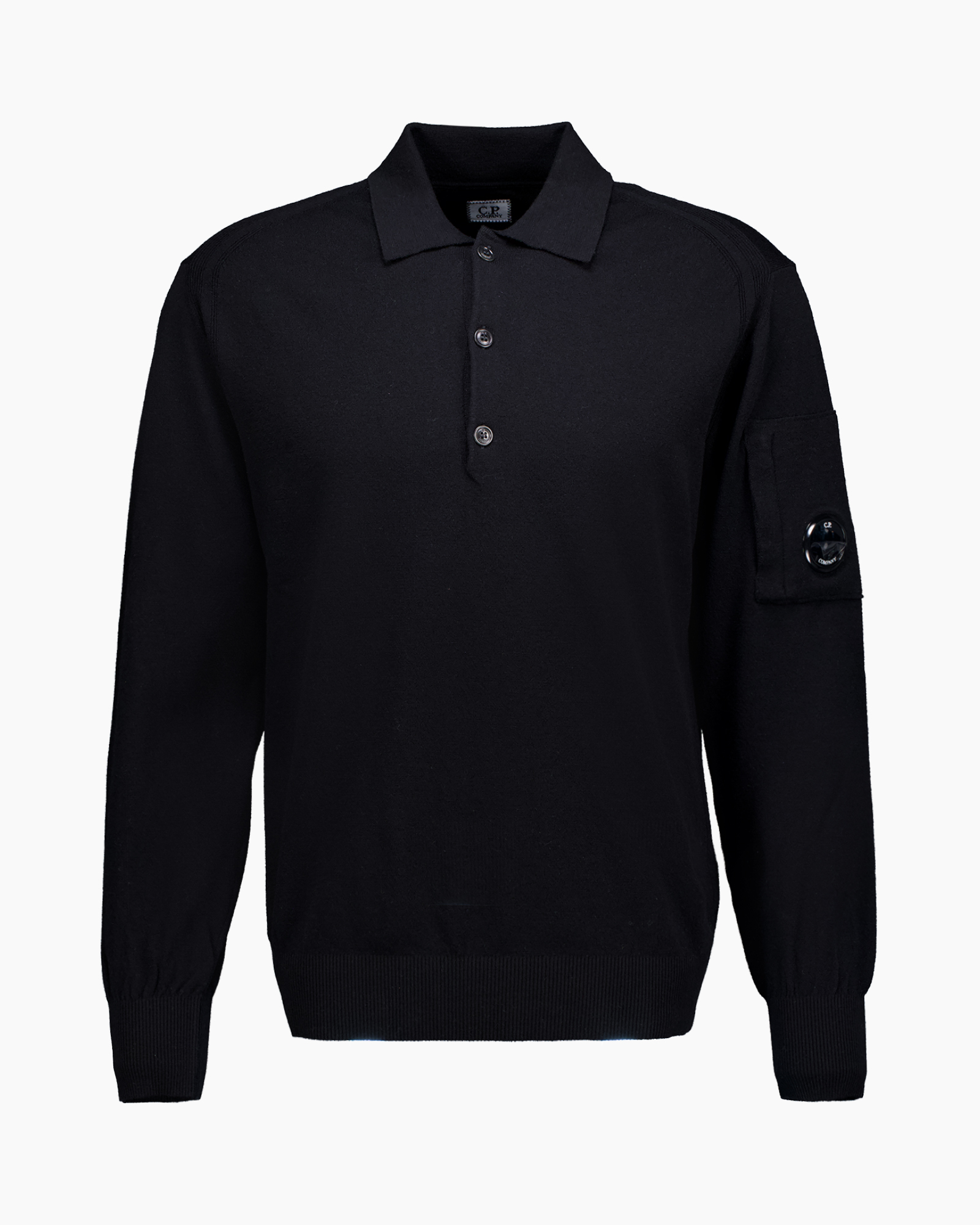 Gebreide Trui Merino Wool Polo Zwart