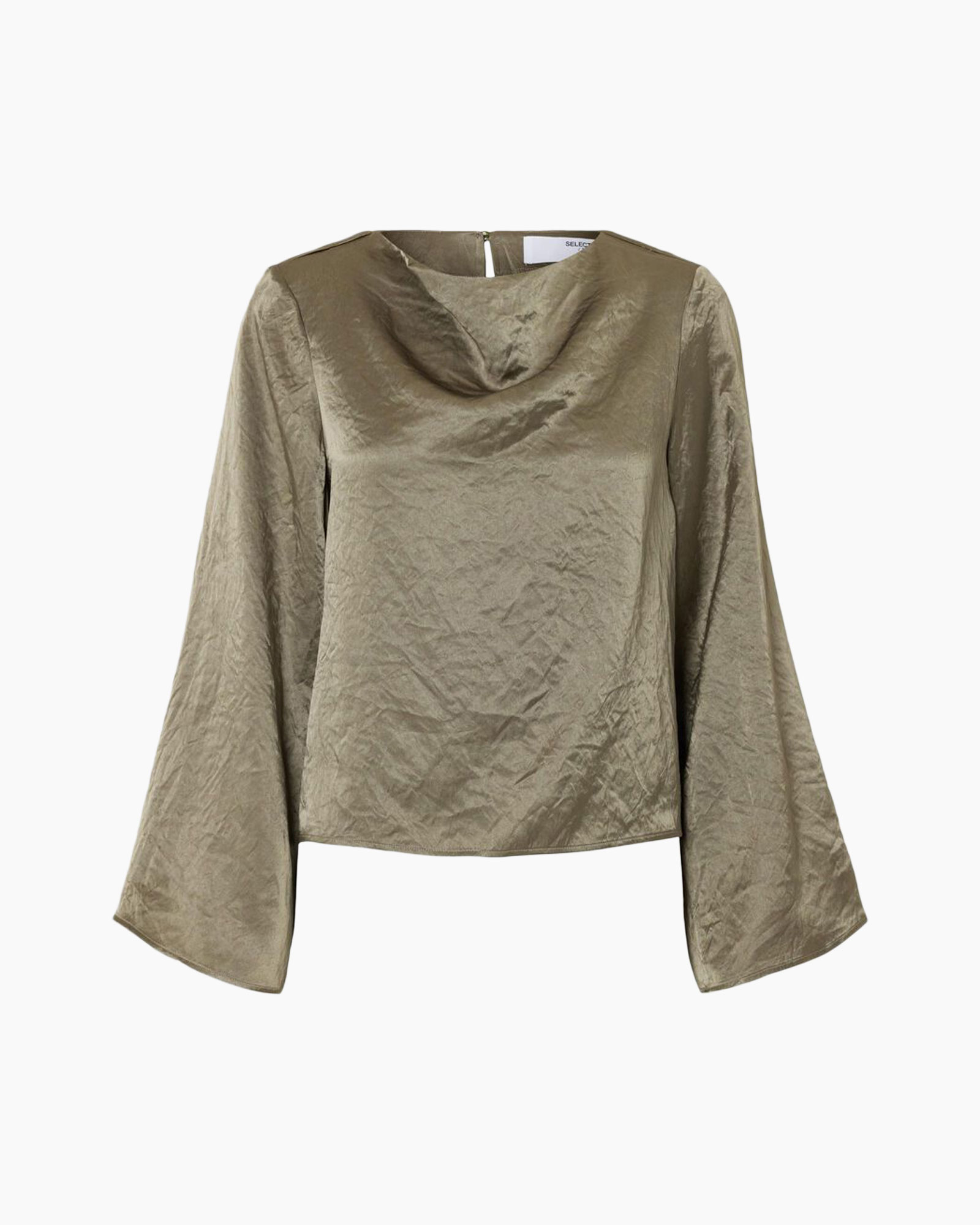 Top Selene Ls Draped Neckline Top B Khaki