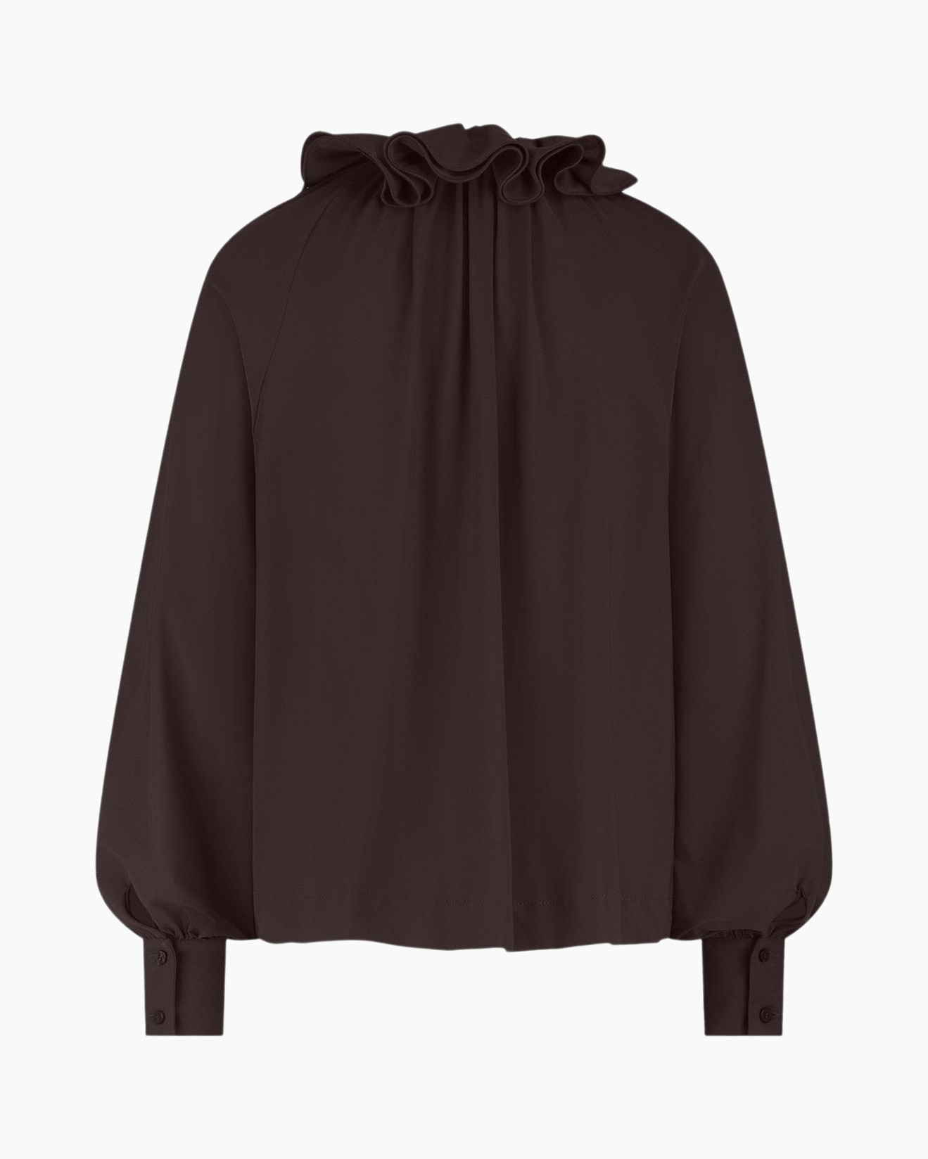 Blouse Palmer Ruffle Blouse Donker Bruin