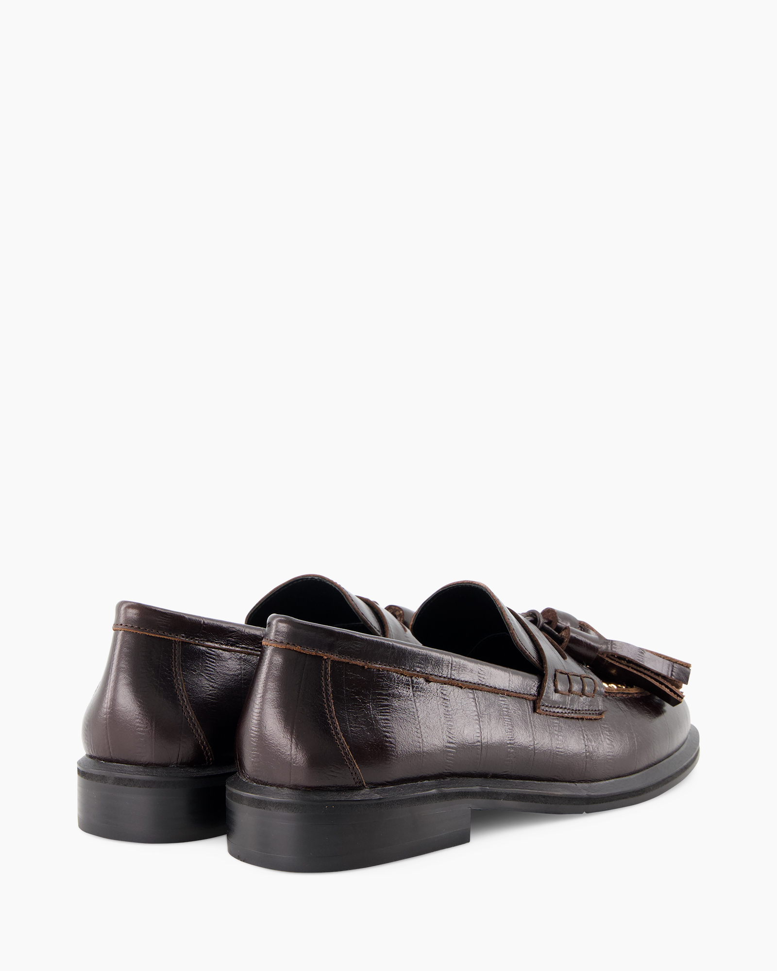 loafer, bruin, leer, slip-on, schoeisel