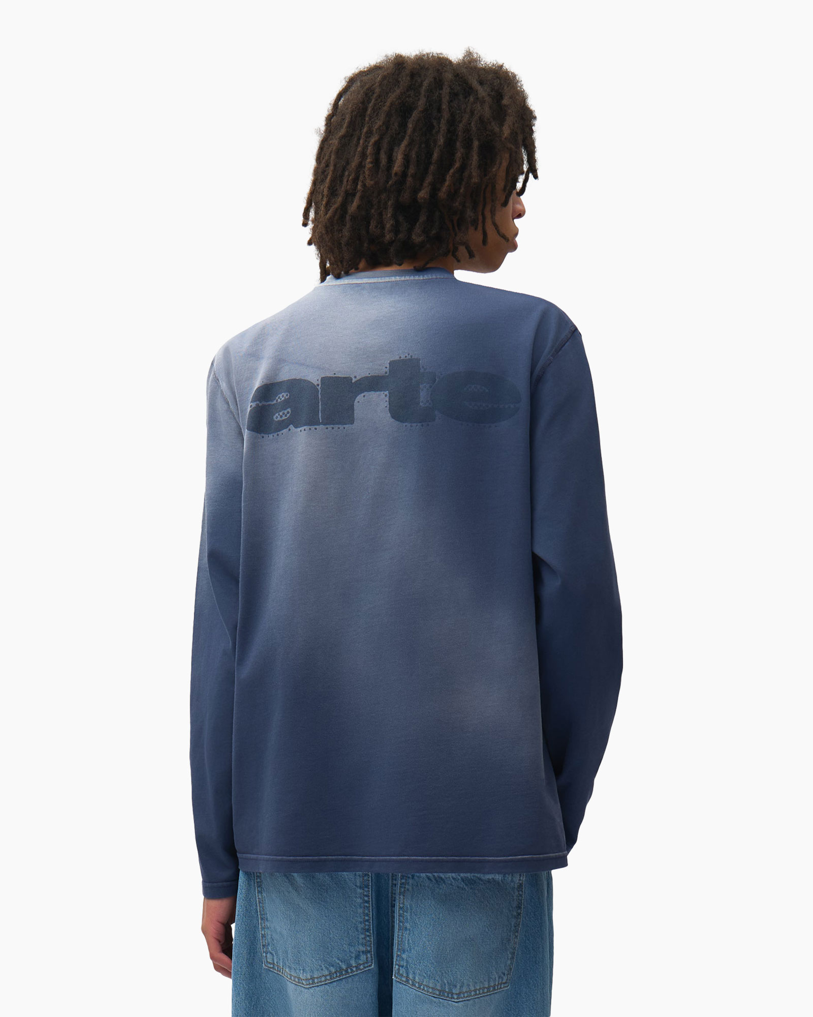 sweatshirt, terug, kleurverloop, blauw, losse pasvorm