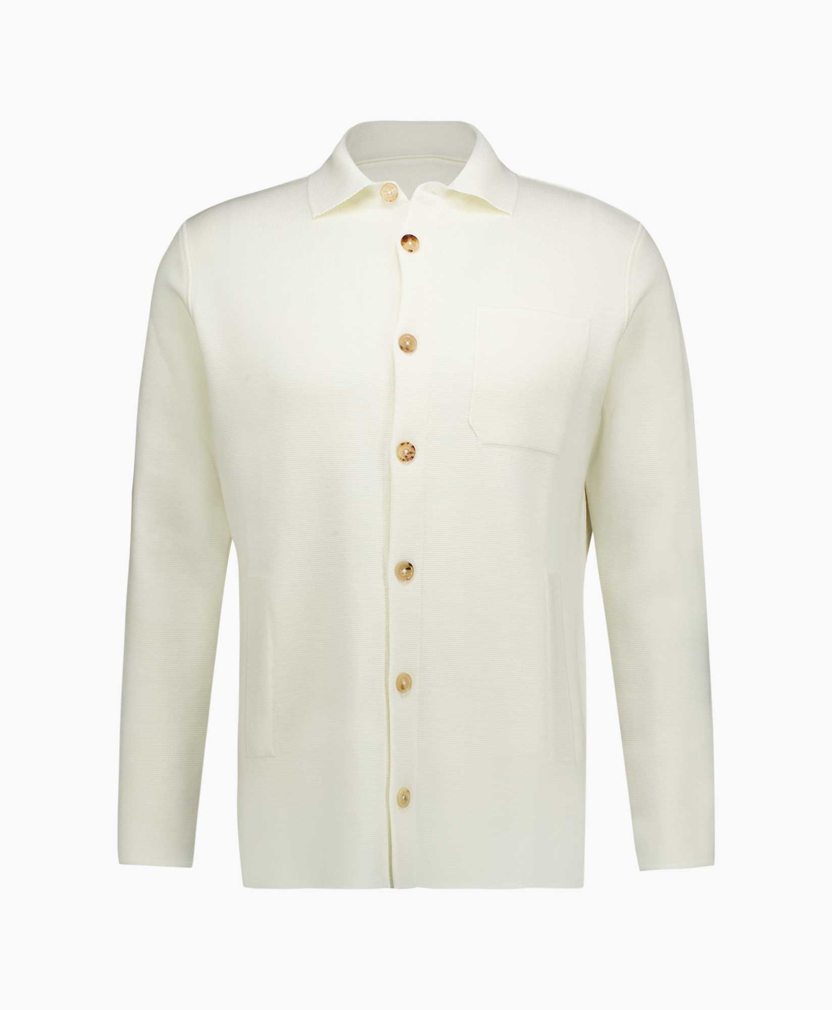 Overshirt Knitted Wol Wit