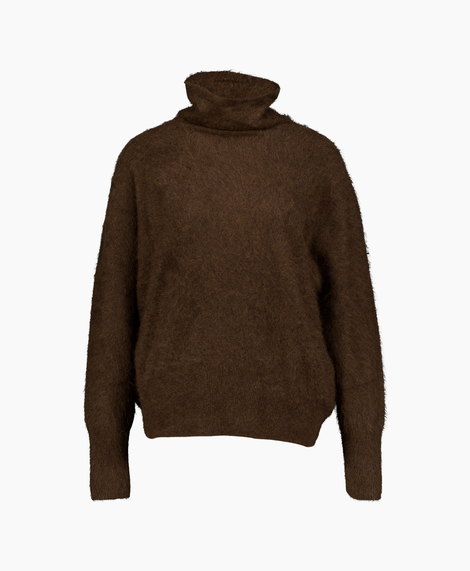 rolkraag, brei, bruin, pullovers, losse pasvorm
