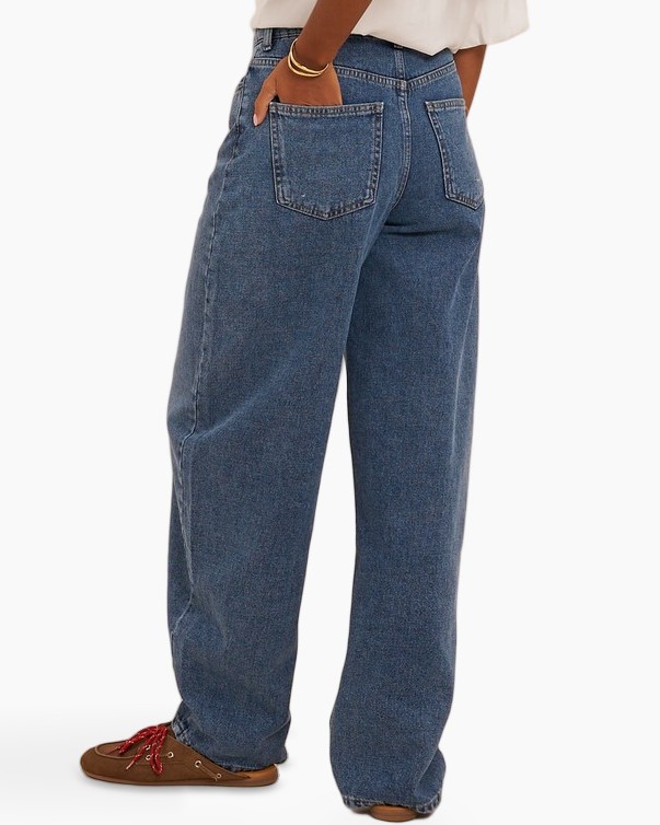 broeken, wijdere-fit, blauw, denim, broek