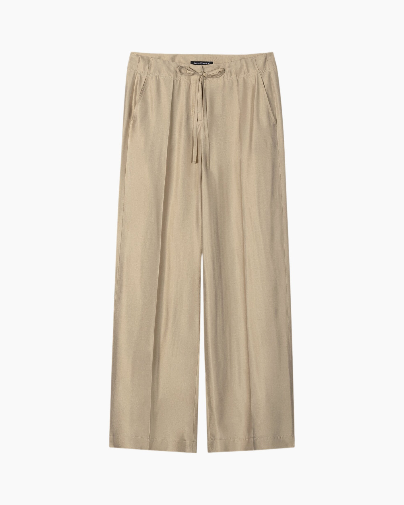 broek, wijdelangs, beige, trekkoord, elasticiteit