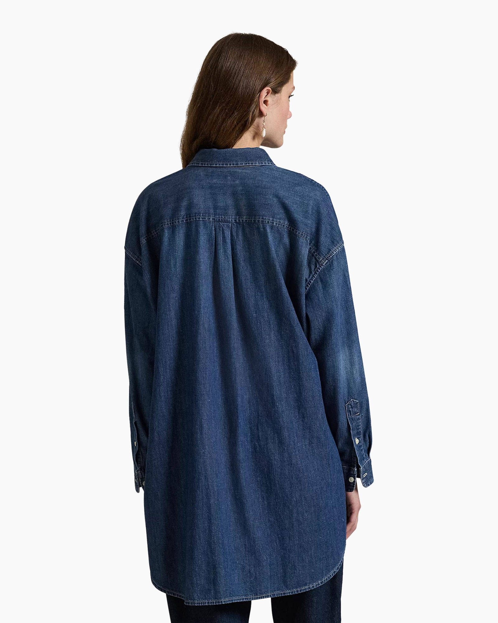 Blouse Smck St Long Sleeve Button Front Donker Blauw