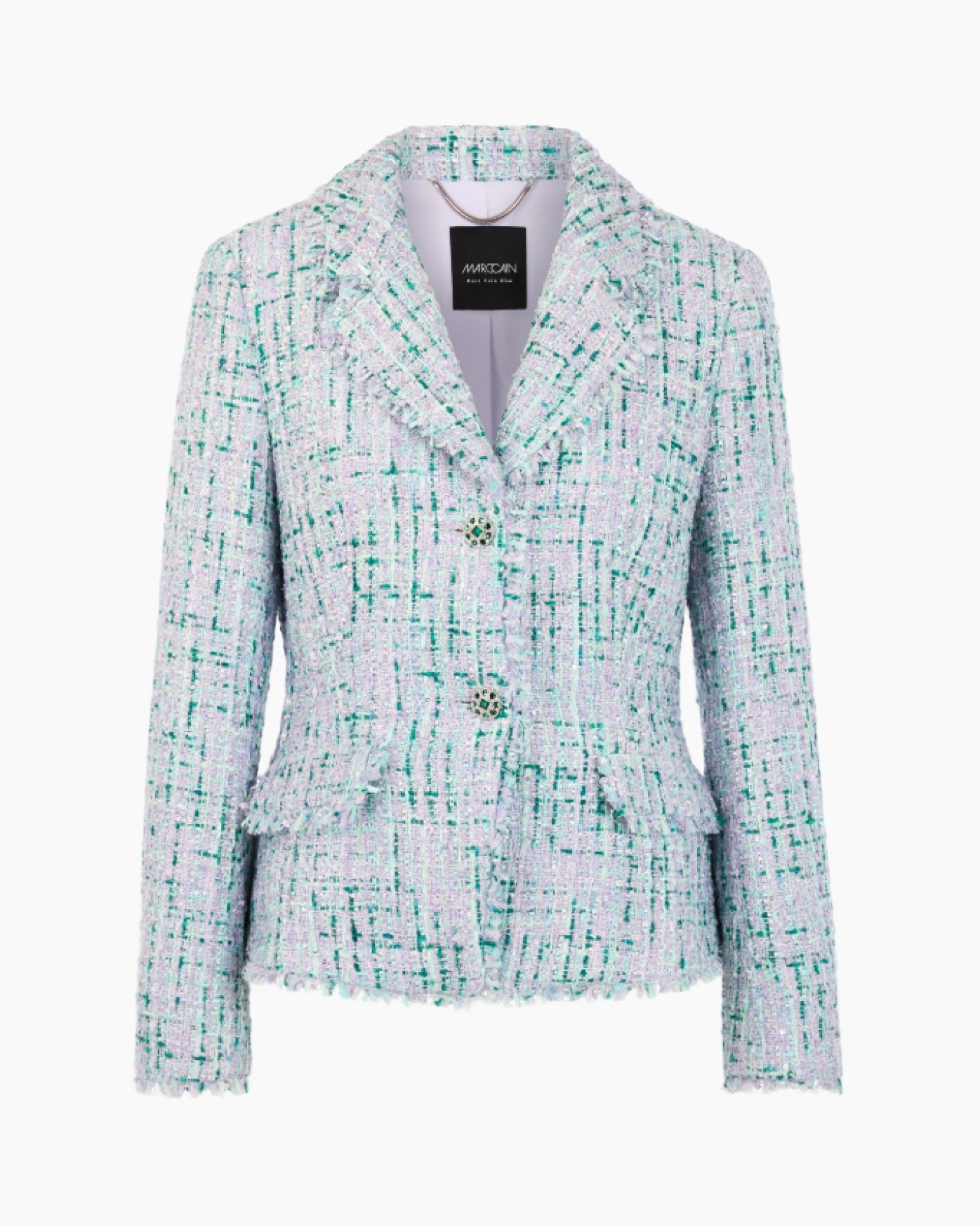 blazer, tweed, groen, lila, linnenmix
