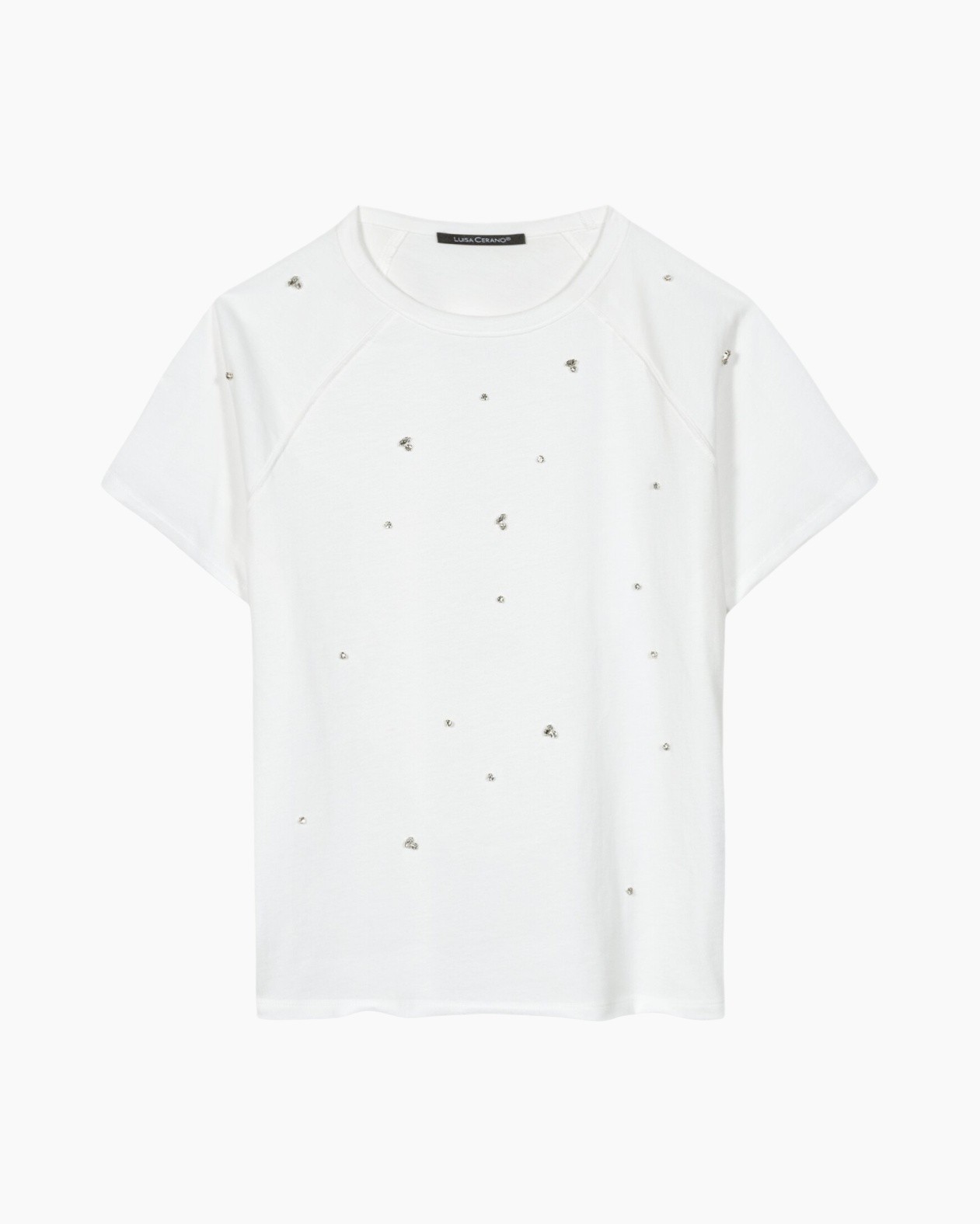 t-shirt, wit, korte mouw, versierd, casual