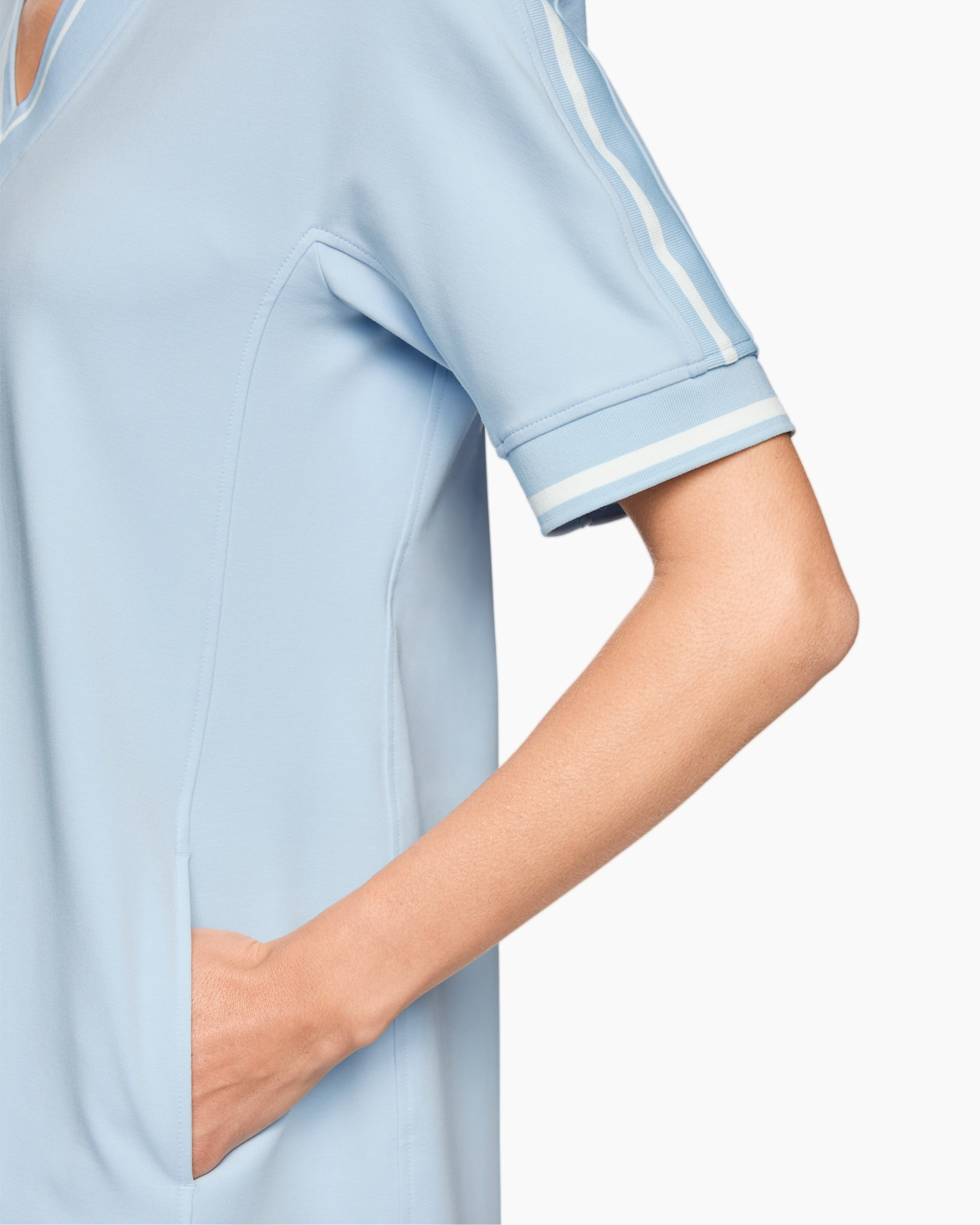 korte mouwen, lichtblauw, zak, zachte stof, sportkleding