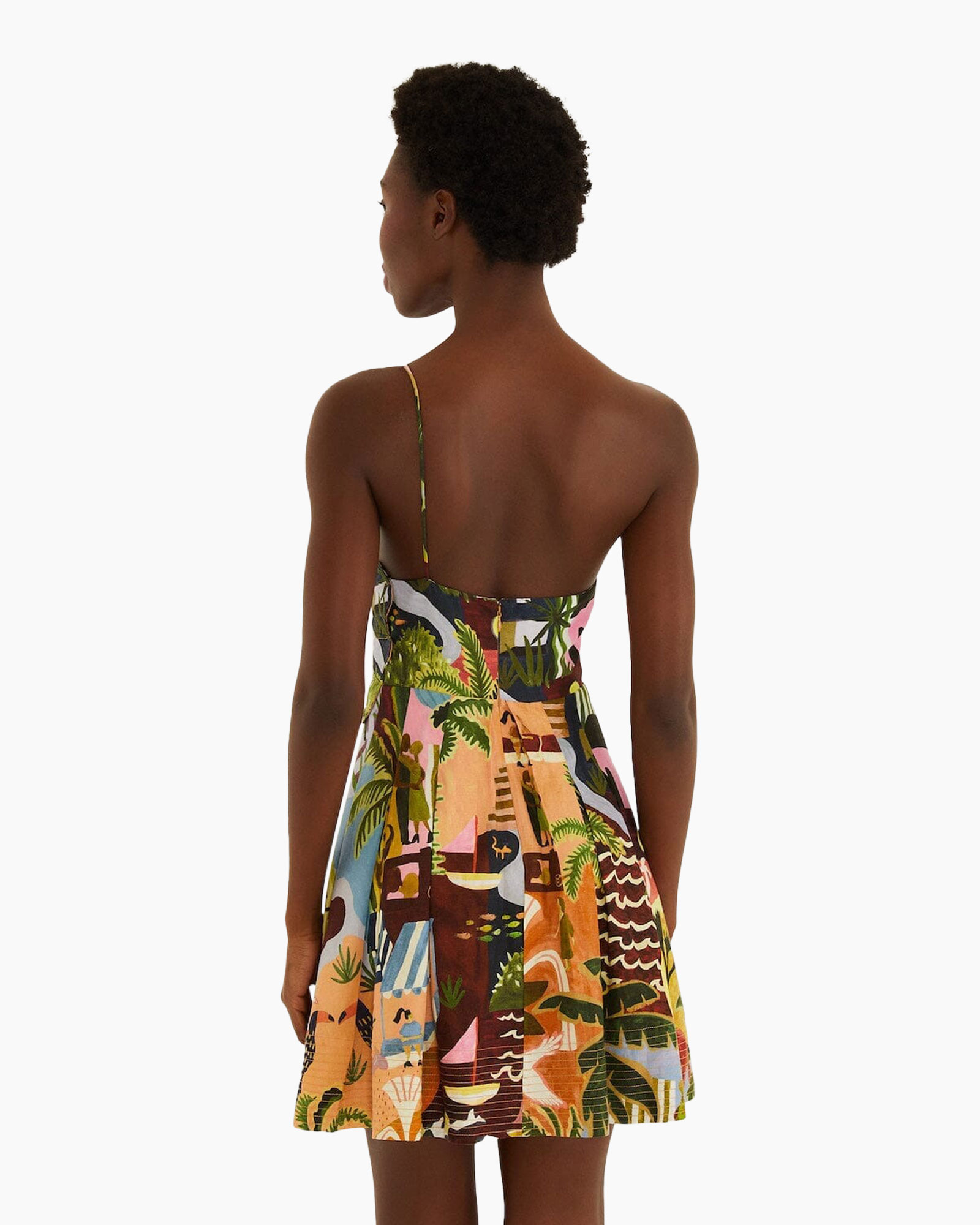 strapless jurk, geprinte jurk, zomer jurk, kleurvol patroon, knee-length