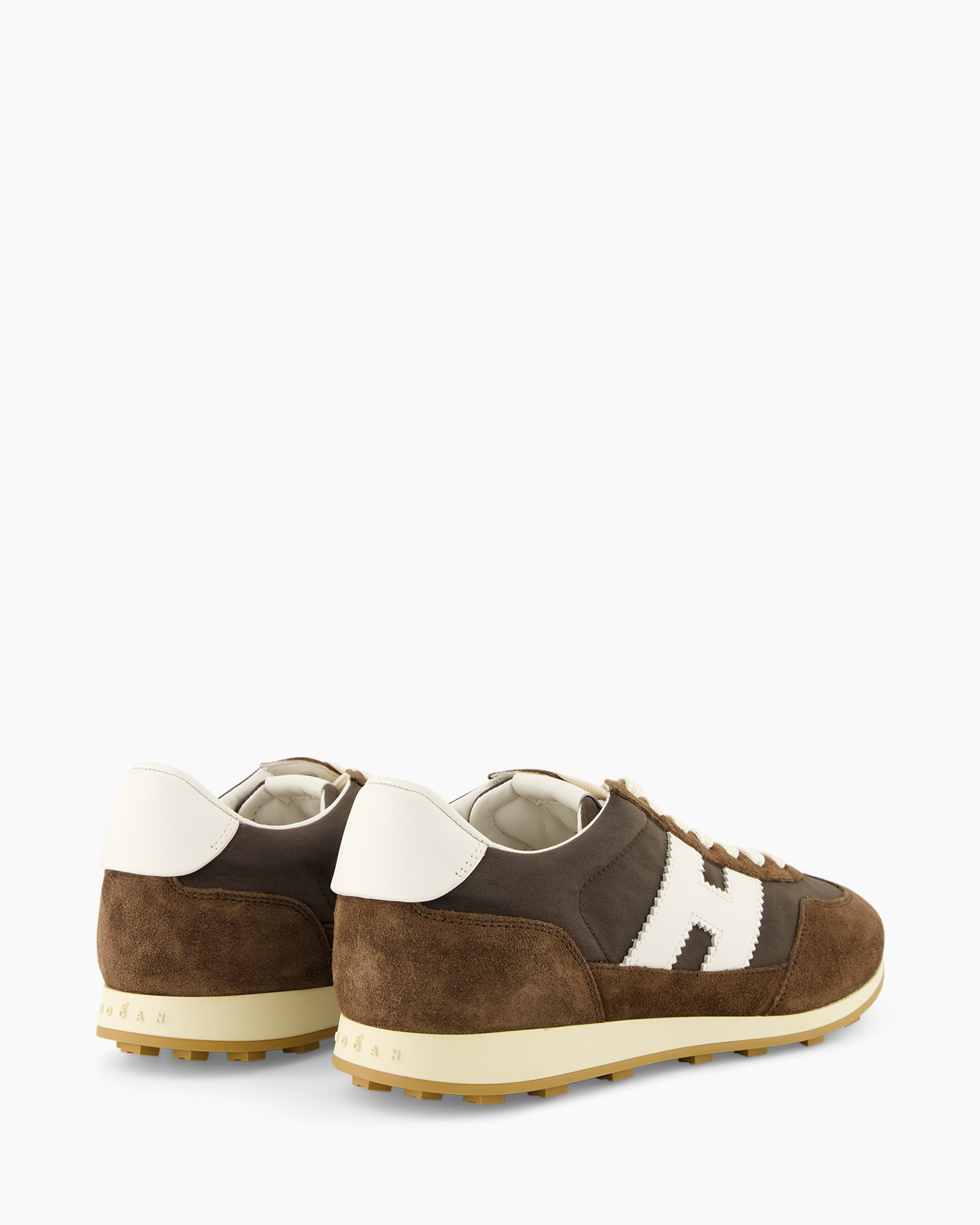 sneakers, bruin, canvas, suede, wit detail