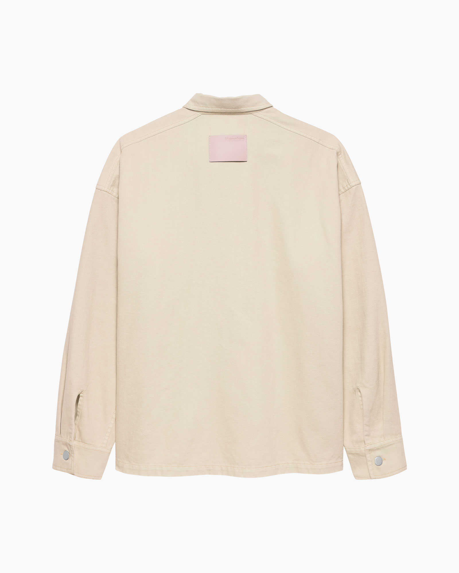 beige, hemd, lange mouwen, kraag, rugzijde