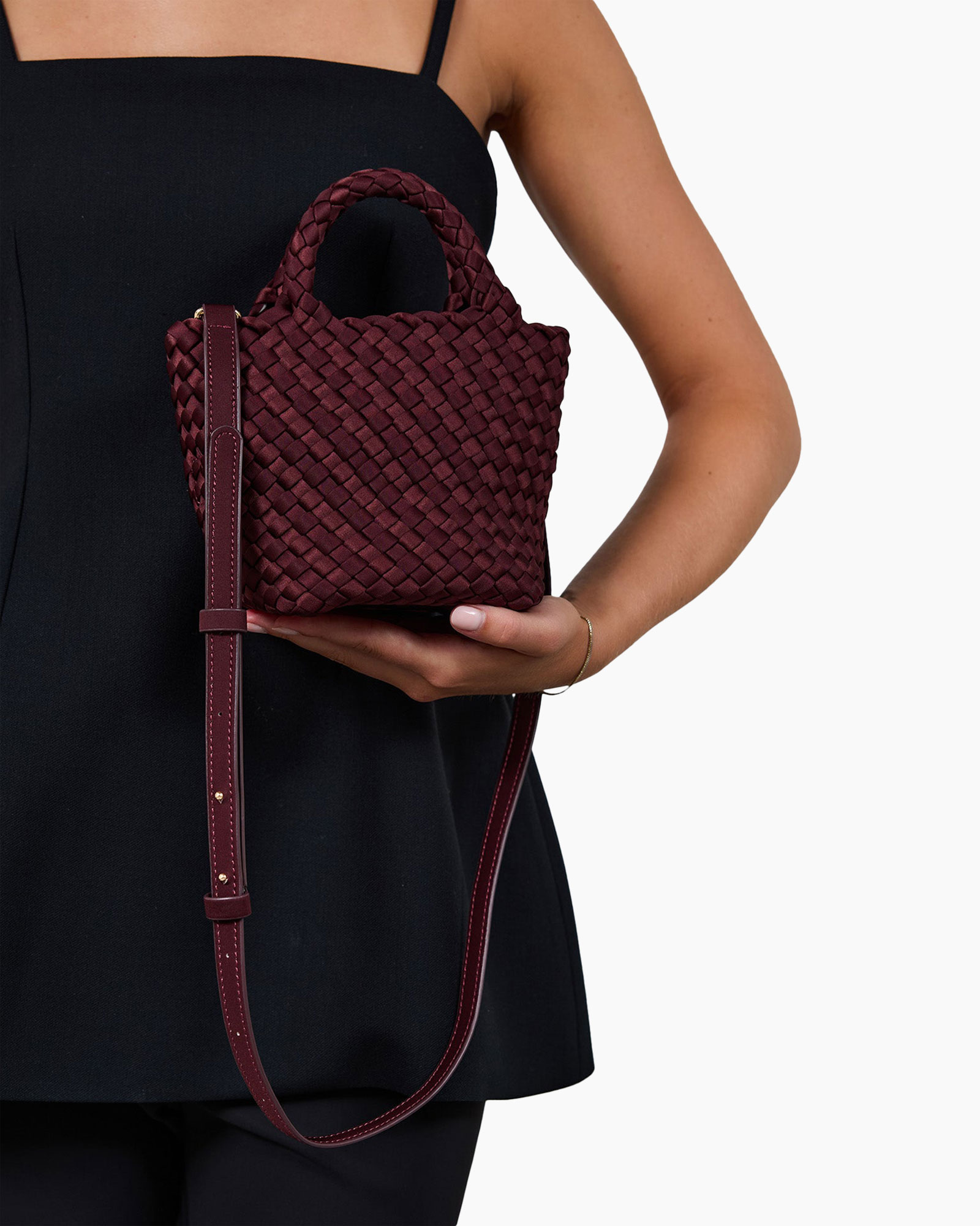 tas, handtas, schoudertas, geweven, bruinrood