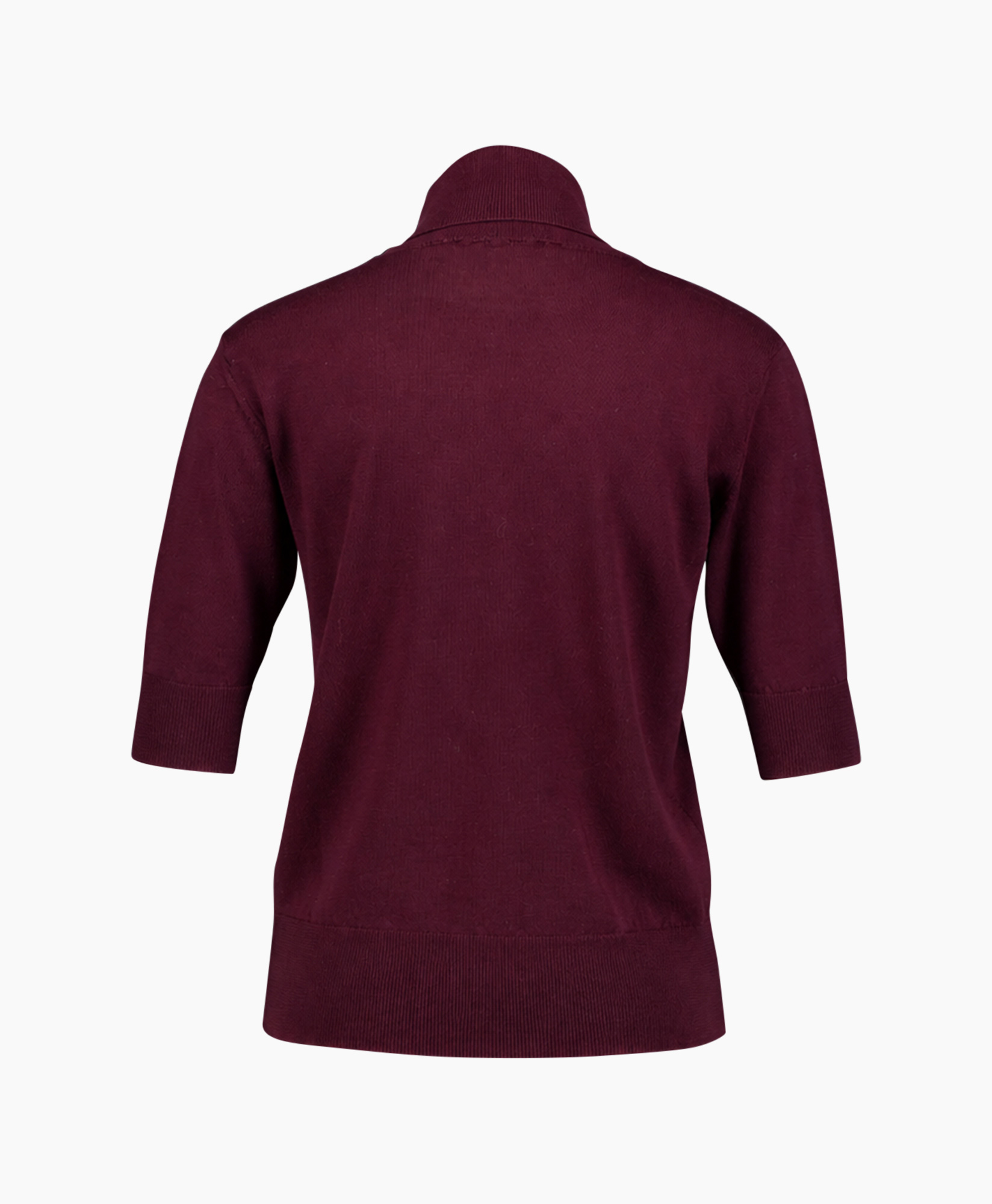 rolkraag, brei, mouw 3/4, burgundy, pullover